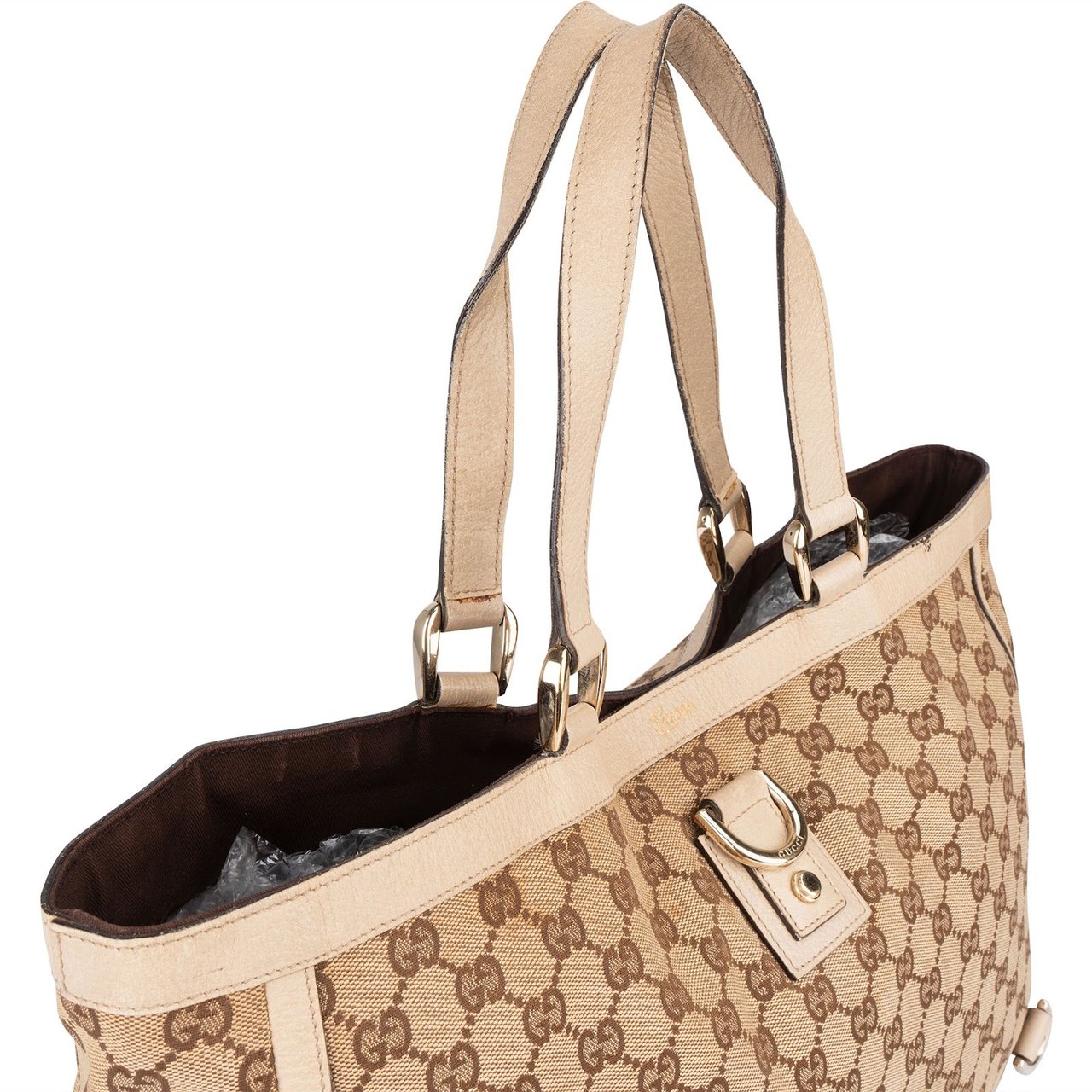 Gucci Monogram GG Canvas Abbey Handbag Beige