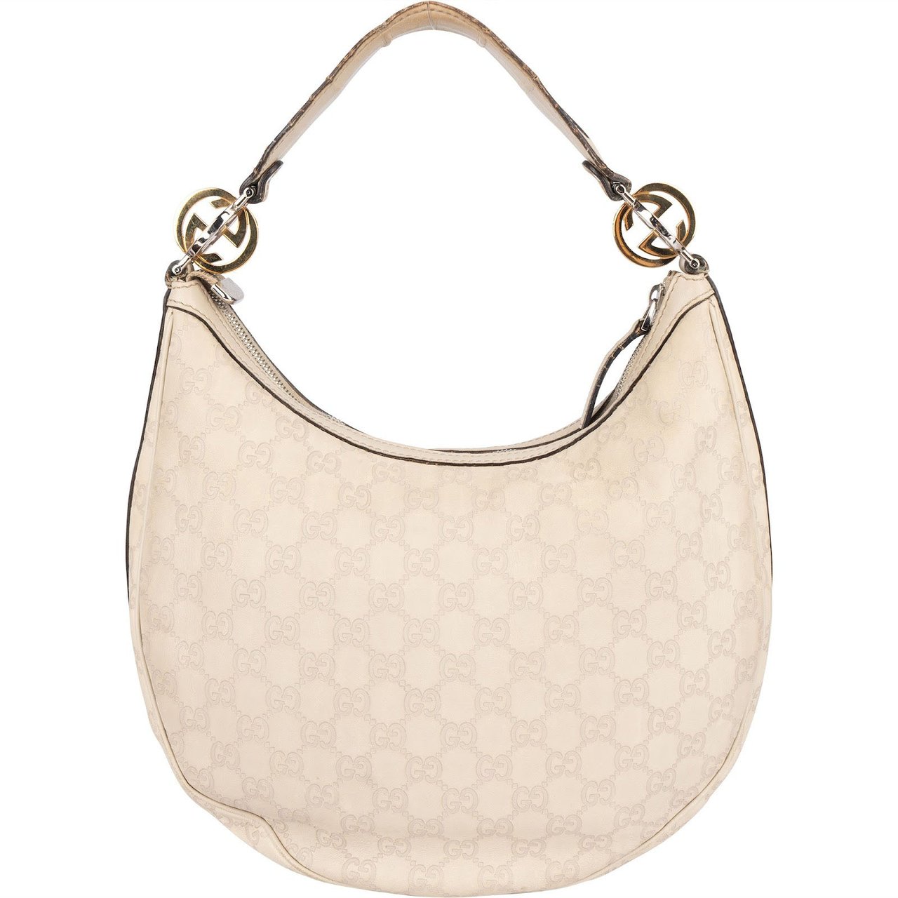 Gucci Gucci Monogram GG Guccissima Leather Twins Hobo Shoulder Bag Beige