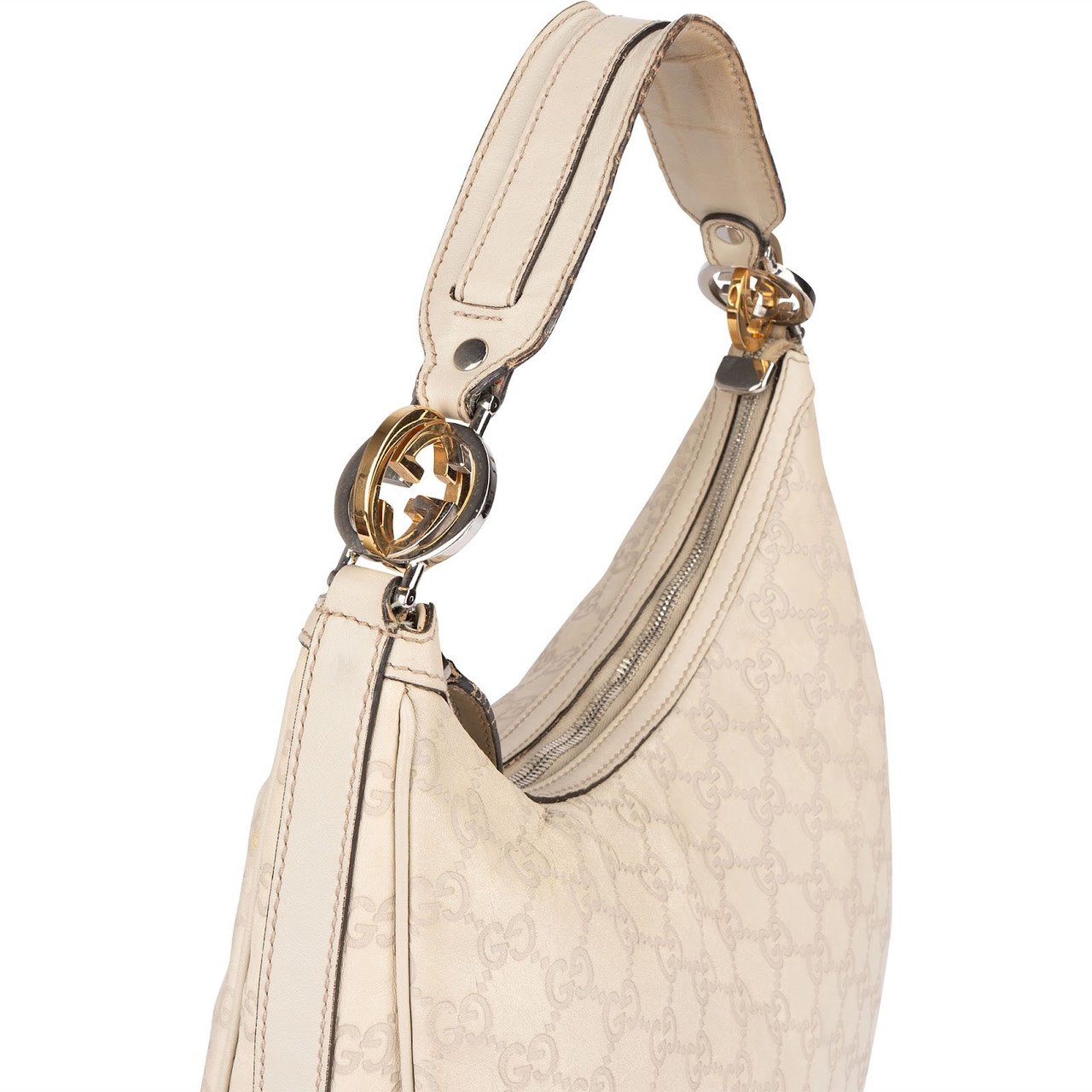 Gucci Gucci Monogram GG Guccissima Leather Twins Hobo Shoulder Bag Beige