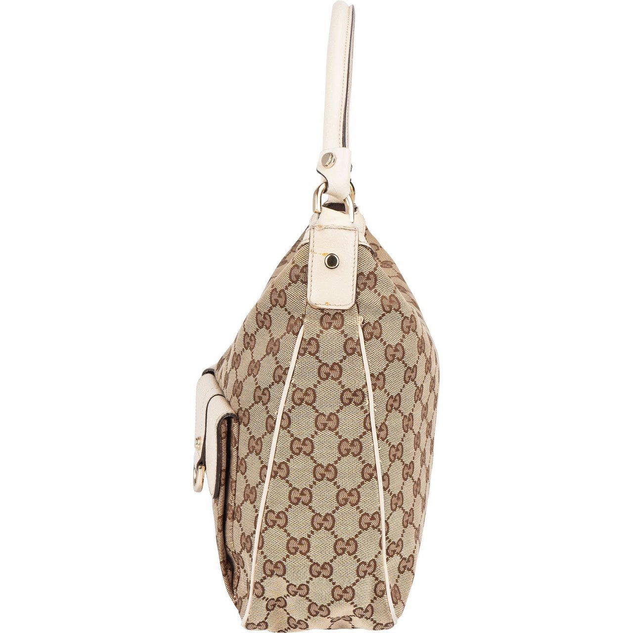 Gucci Gucci Monogram GG Abbey Double Pocket Shoulder Bag Beige