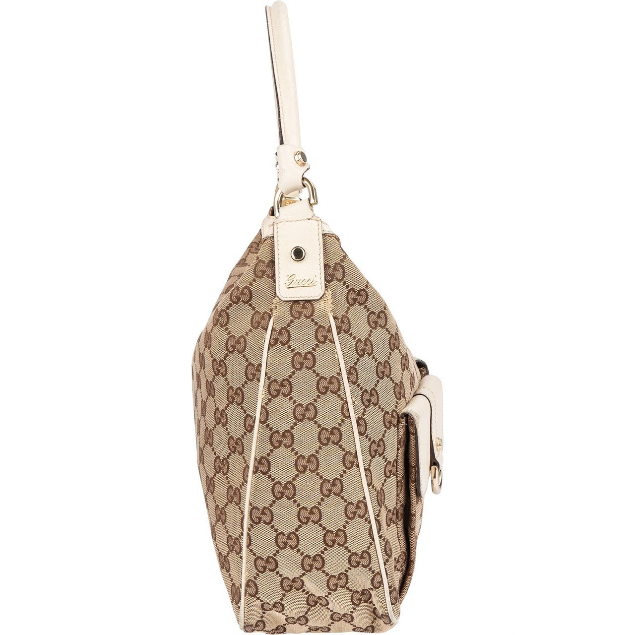 Gucci Gucci Monogram GG Abbey Double Pocket Shoulder Bag Beige
