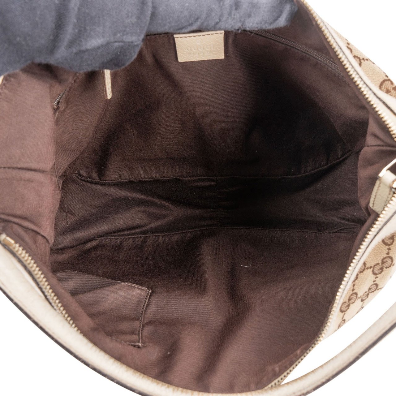 Gucci Gucci Monogram GG Abbey Double Pocket Shoulder Bag Beige