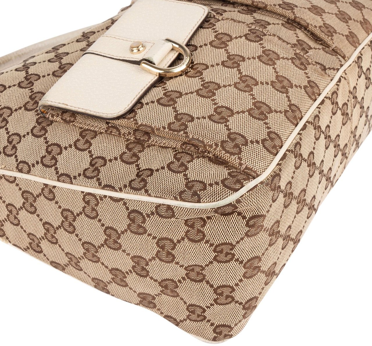 Gucci Gucci Monogram GG Abbey Double Pocket Shoulder Bag Beige