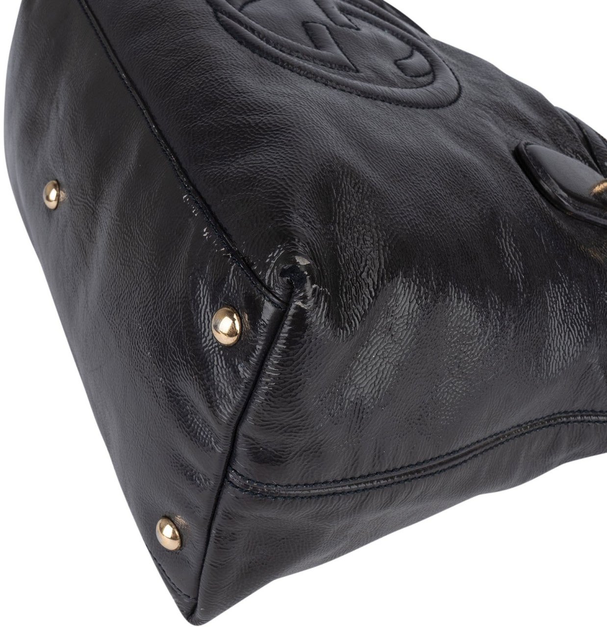 Gucci Gucci Black Patent Leather Soho Handbag Zwart