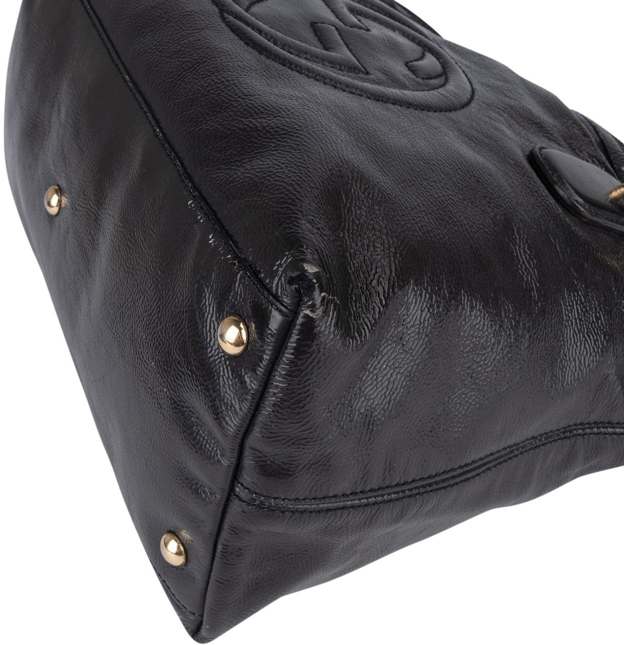 Gucci Black Patent Leather Soho Handbag Zwart