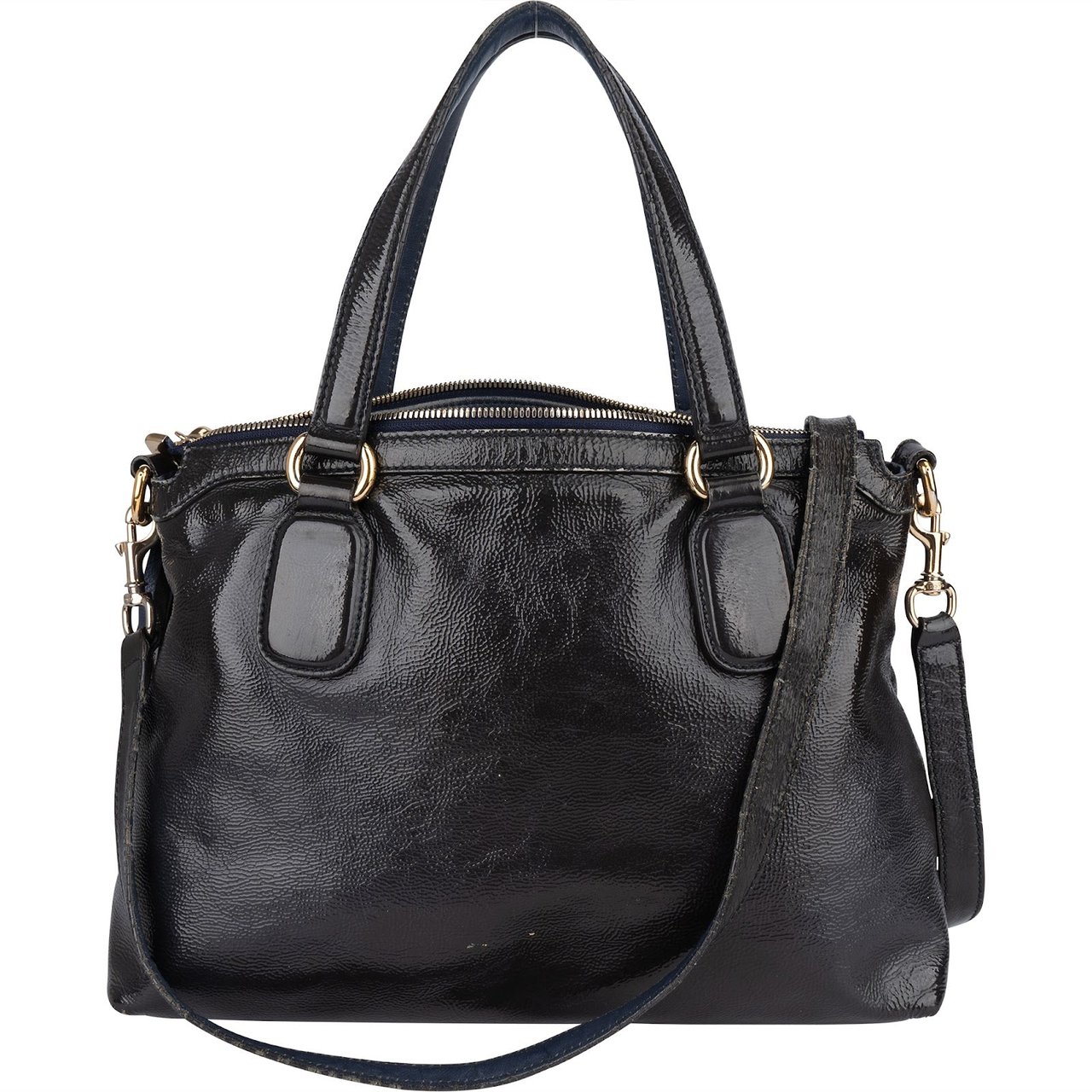 Gucci Black Patent Leather Soho Handbag Zwart