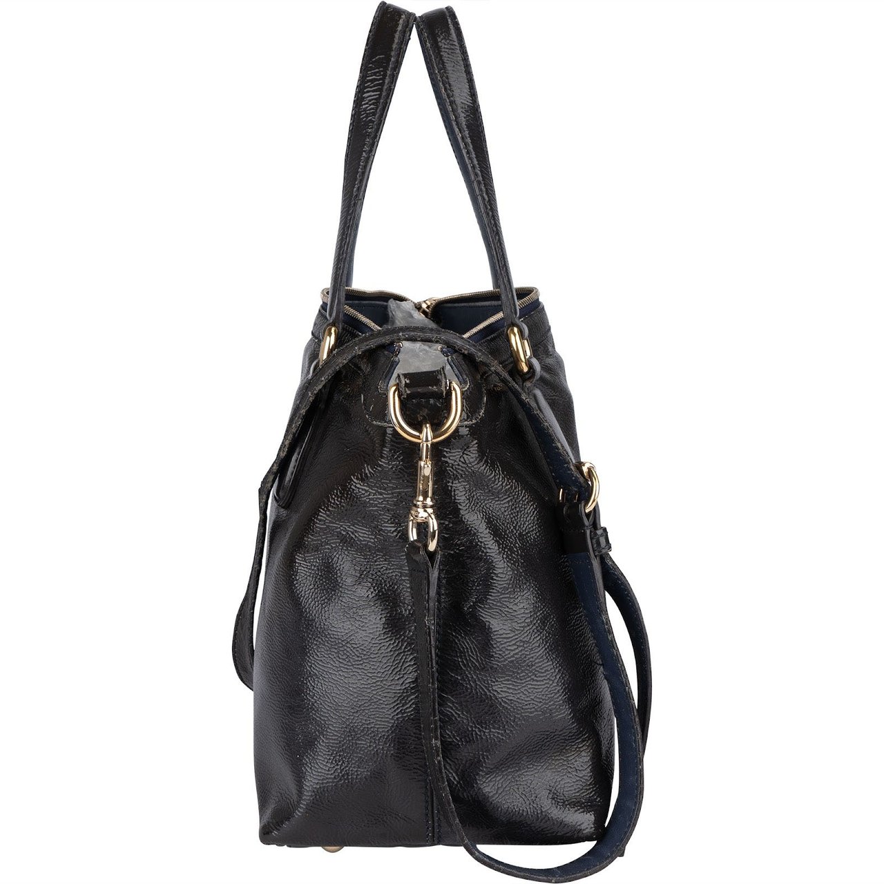 Gucci Gucci Black Patent Leather Soho Handbag Zwart