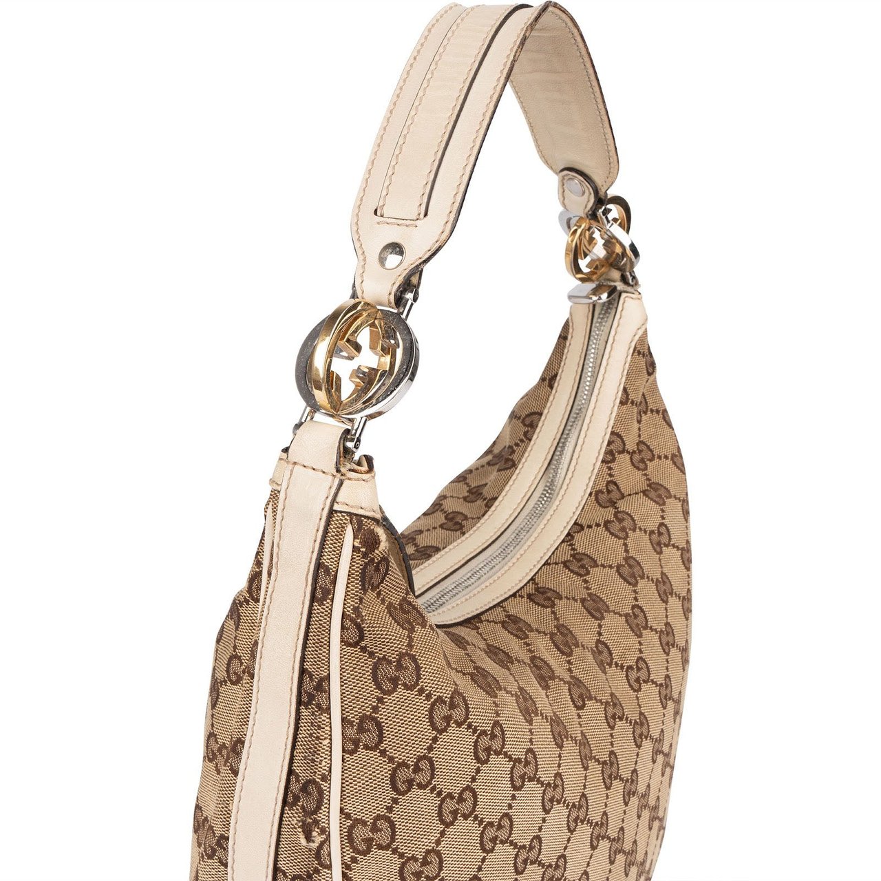 Gucci Gucci Monogram GG Twins Hobo Shoulder Bag Beige