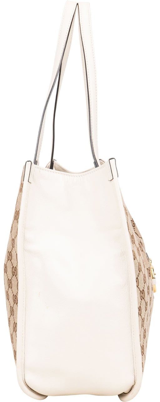 Gucci Gucci Monogram GG Canvas Horsebit Tote Shoulder Bag Beige