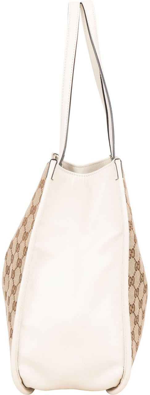 Gucci Gucci Monogram GG Canvas Horsebit Tote Shoulder Bag Beige