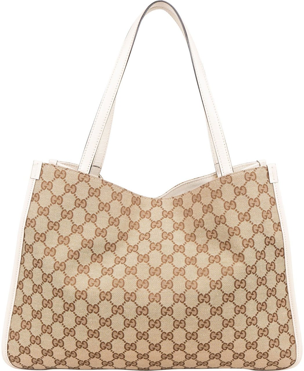 Gucci Gucci Monogram GG Canvas Horsebit Tote Shoulder Bag Beige