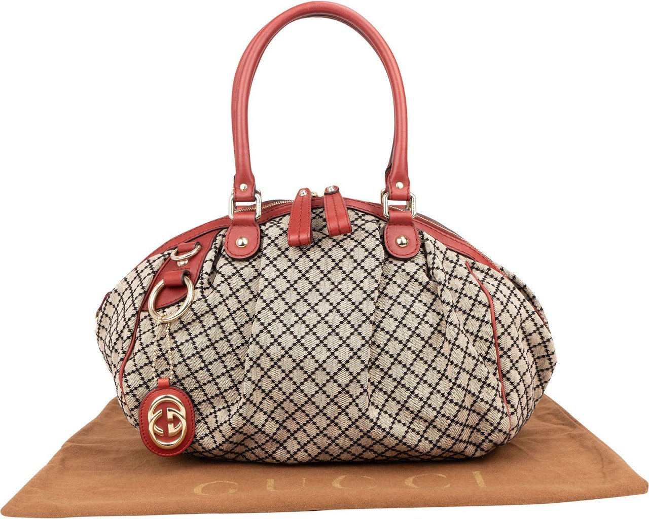 Gucci Gucci Diamante Monogram Sukey Handbag Rood