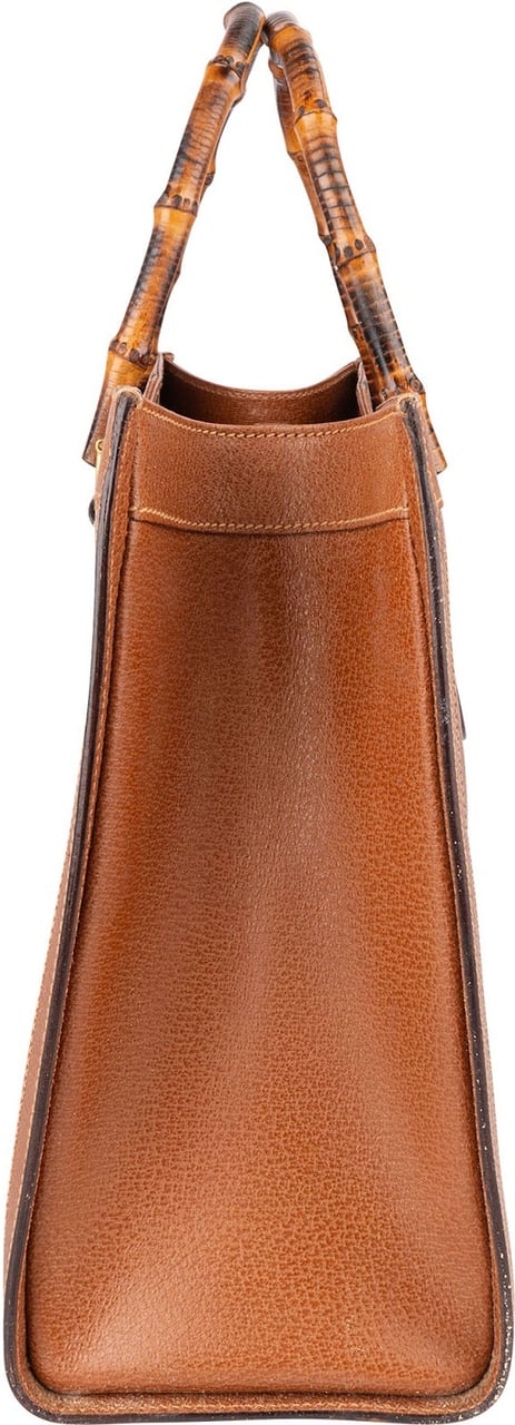Gucci Gucci Grained Leather Bamboo Handbag Bruin