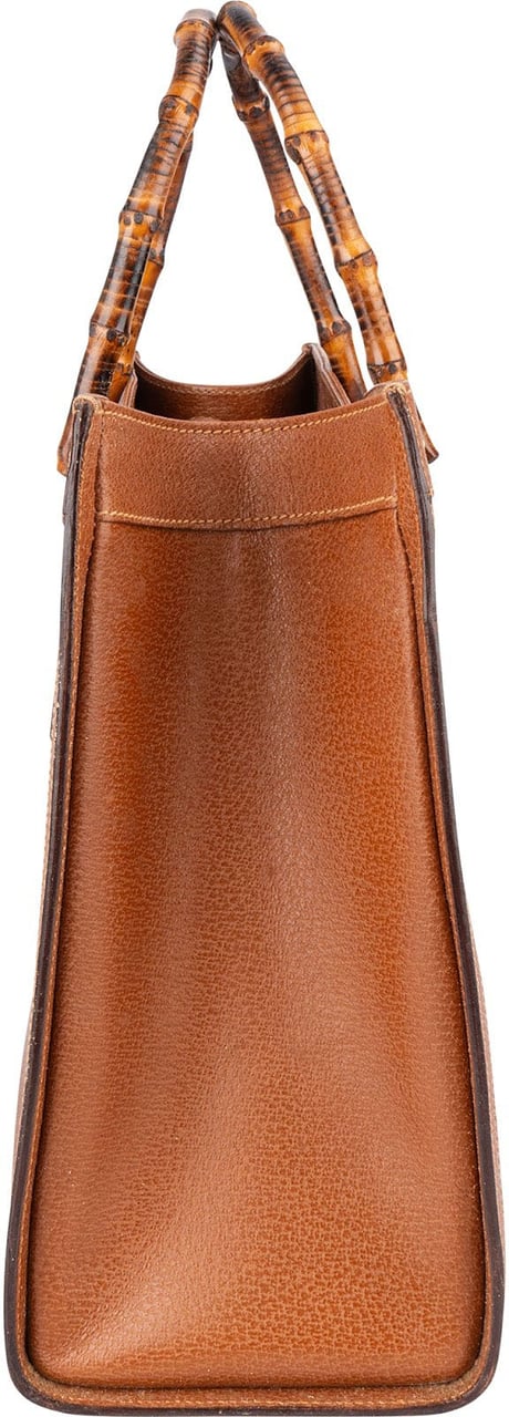 Gucci Gucci Grained Leather Bamboo Handbag Bruin