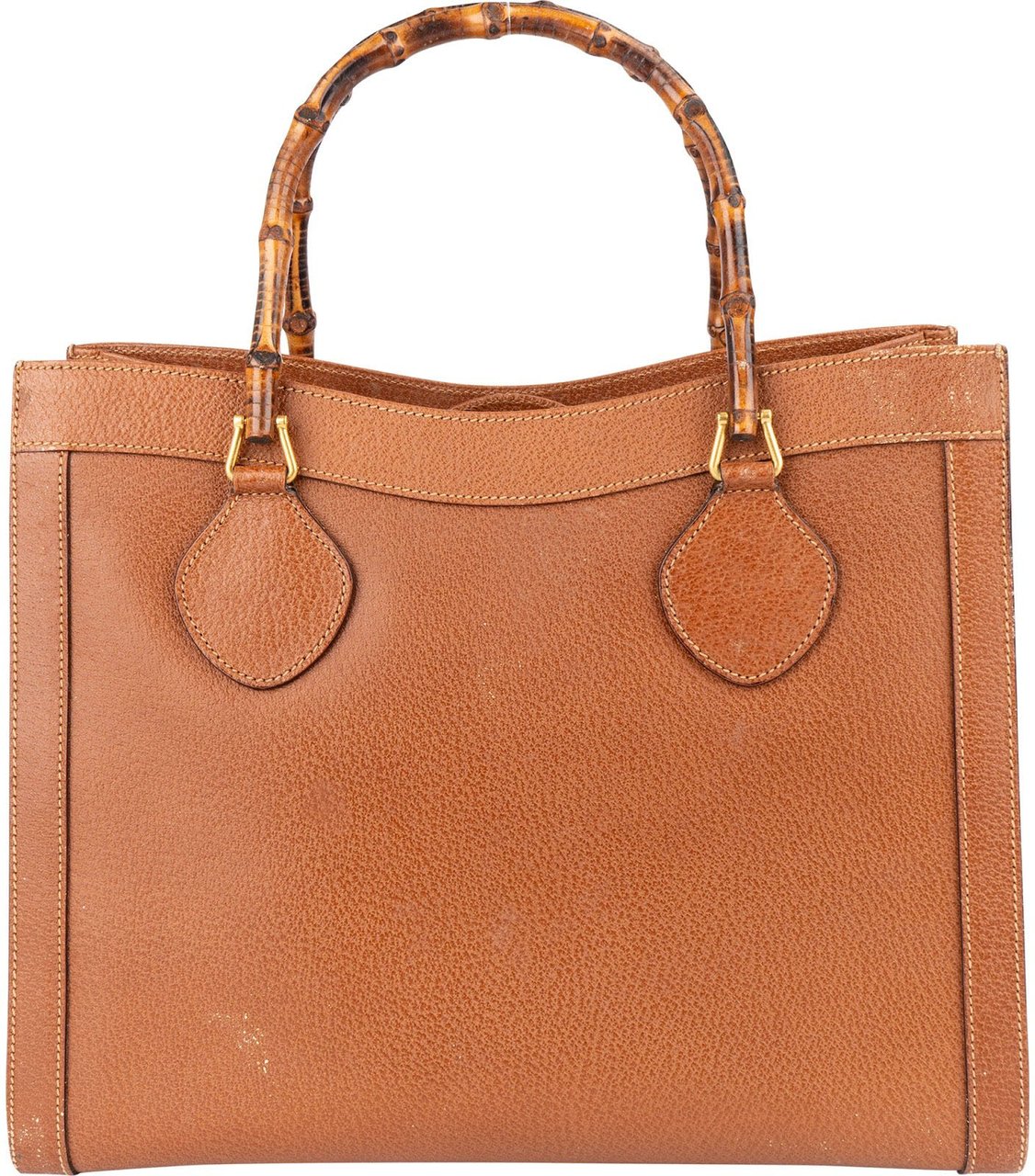 Gucci Gucci Grained Leather Bamboo Handbag Bruin