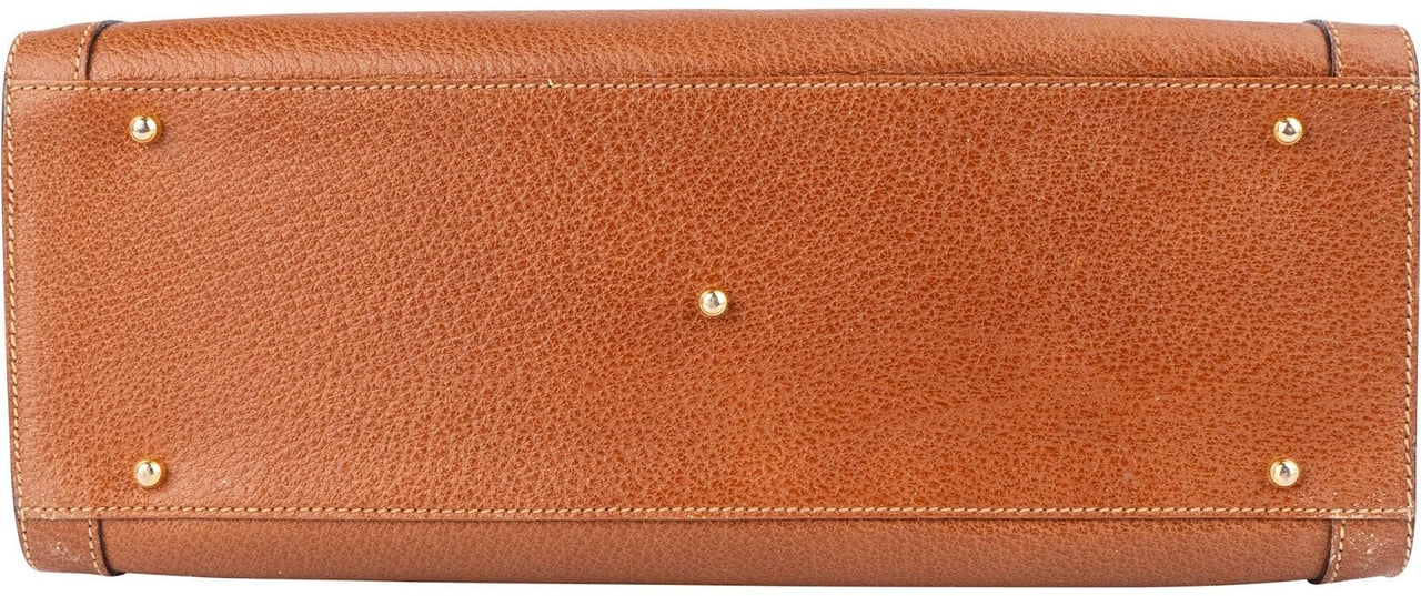 Gucci Gucci Grained Leather Bamboo Handbag Bruin