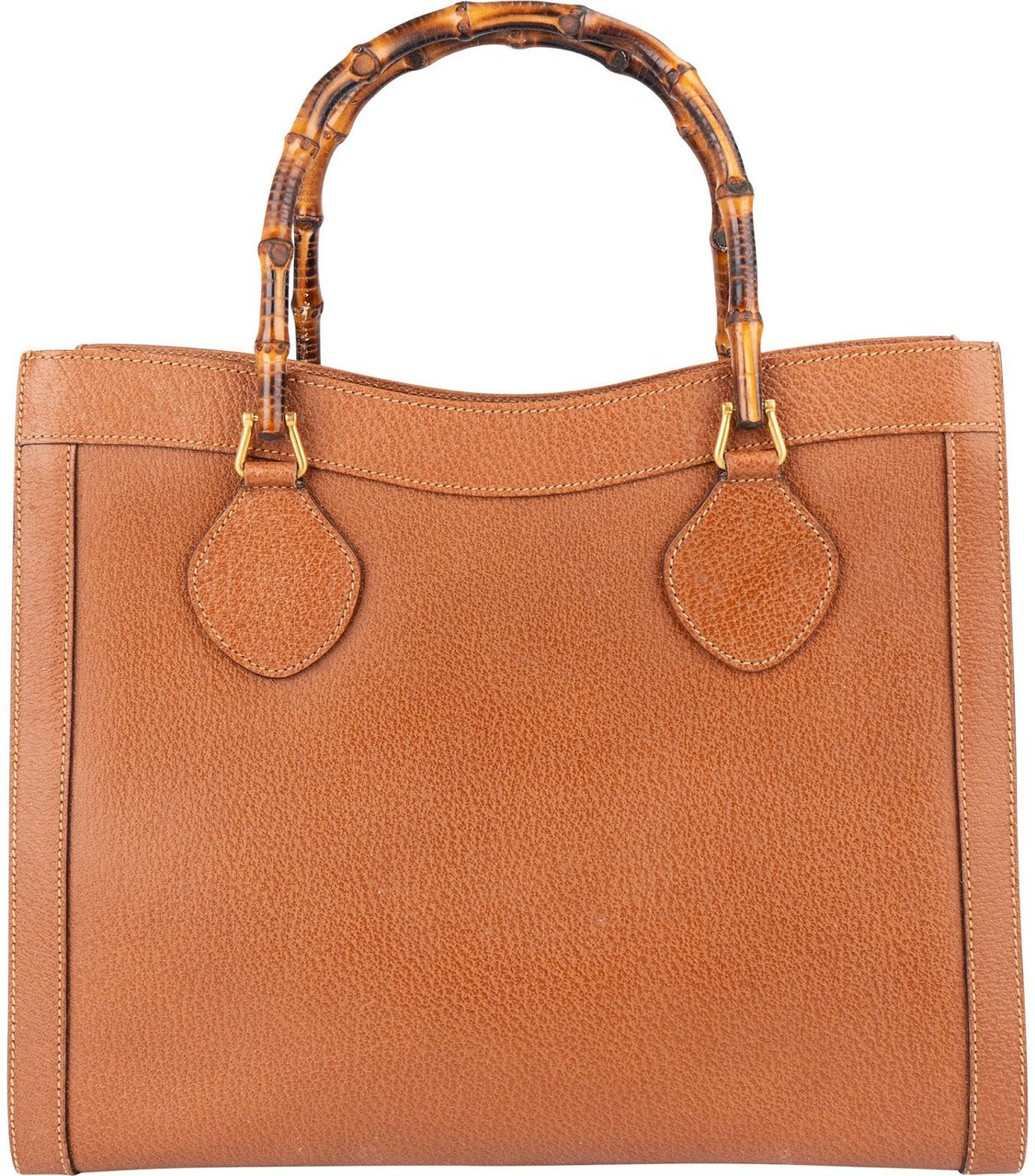 Gucci Gucci Grained Leather Bamboo Handbag Bruin