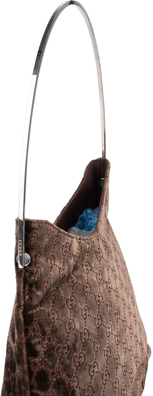 Gucci Gucci Velvet GG Monogram Hobo Shoulder Bag Bruin