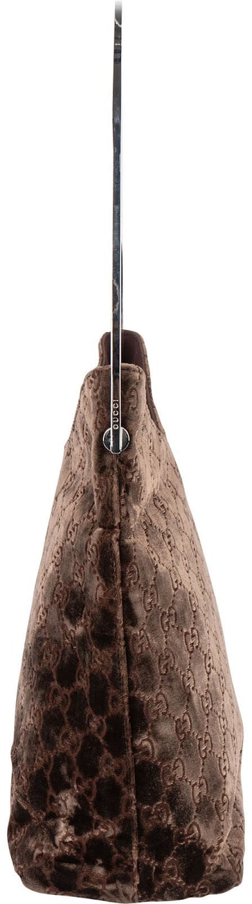 Gucci Gucci Velvet GG Monogram Hobo Shoulder Bag Bruin