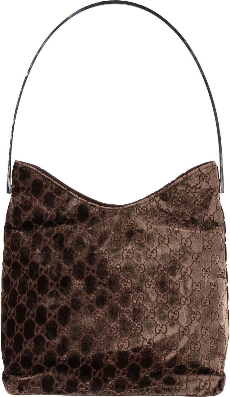 Gucci Gucci Velvet GG Monogram Hobo Shoulder Bag Bruin