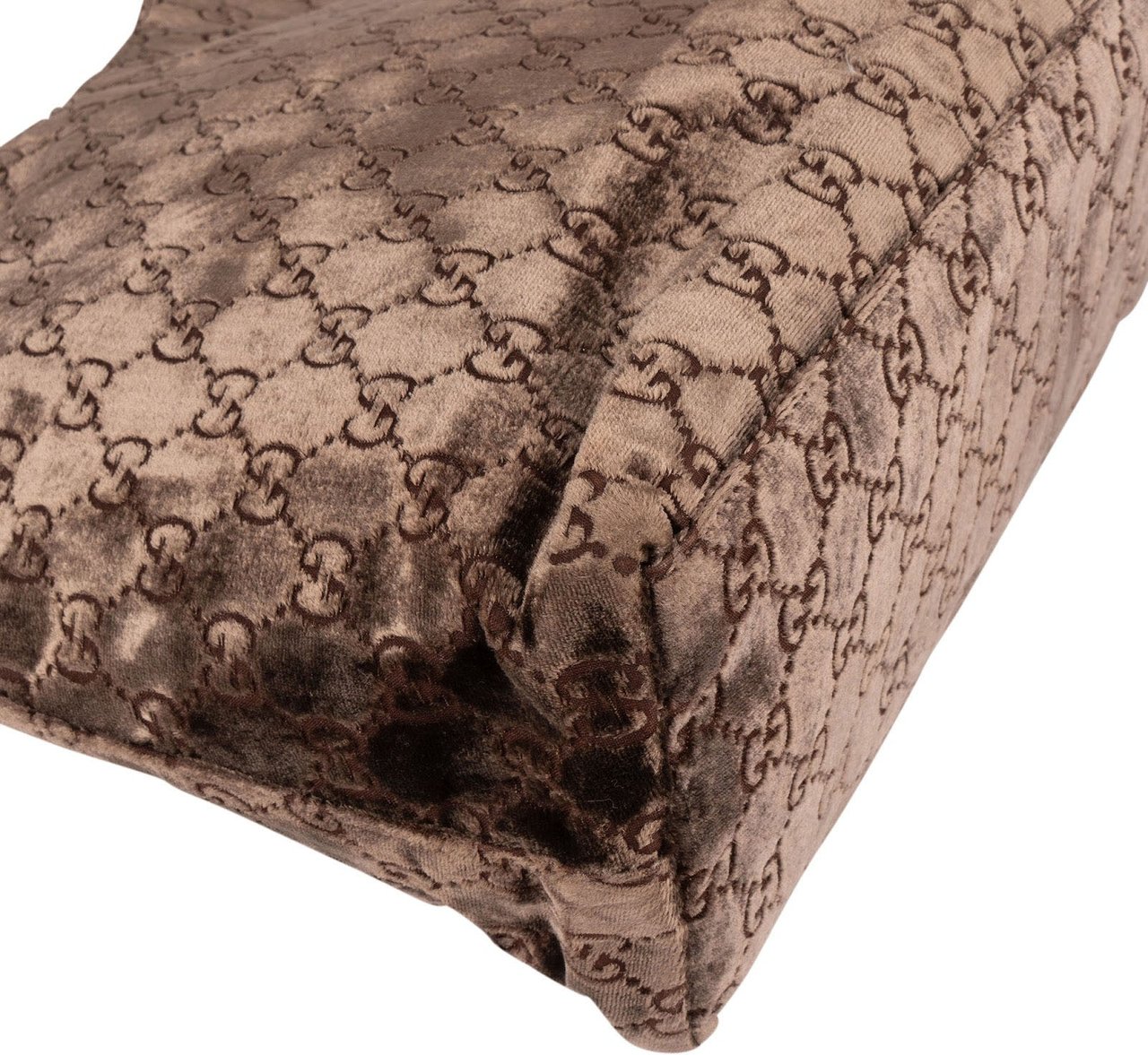 Gucci Gucci Velvet GG Monogram Hobo Shoulder Bag Bruin