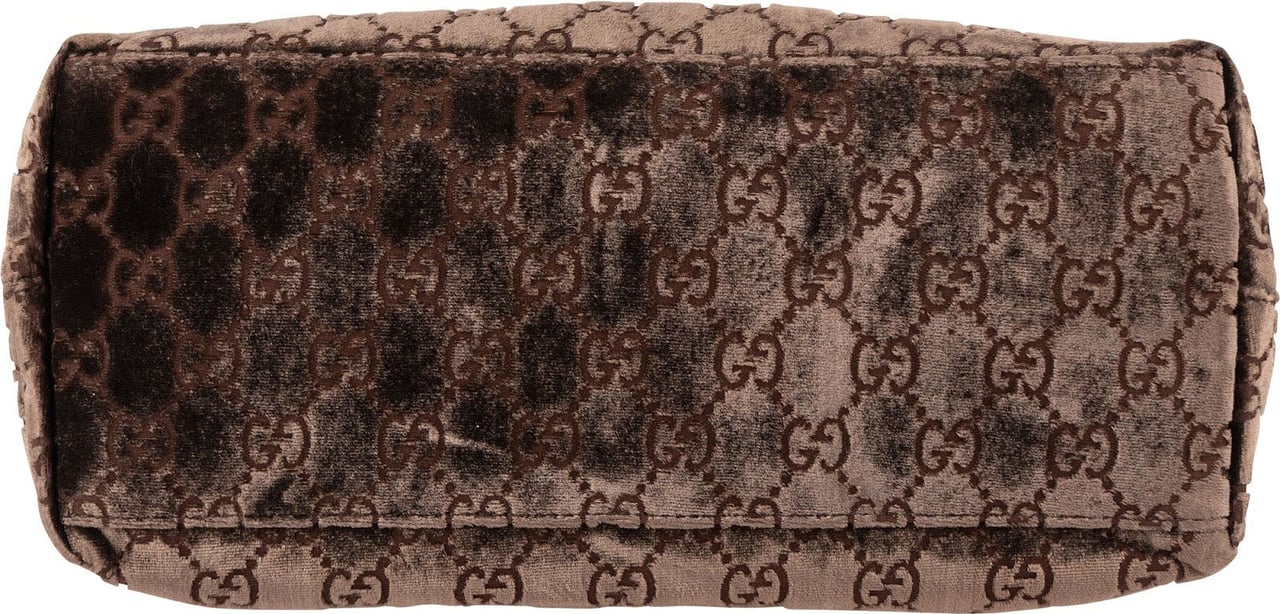 Gucci Gucci Velvet GG Monogram Hobo Shoulder Bag Bruin