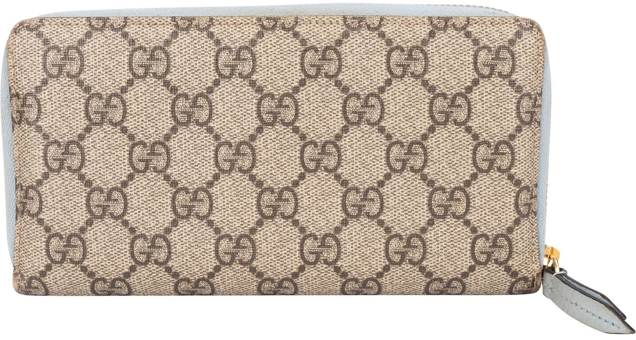 Gucci Gucci Monogram GG Supreme Marmont Zip Around Wallet Lichtblauw