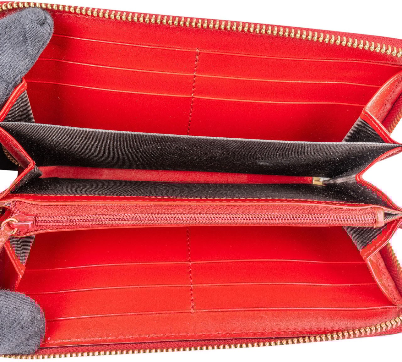 Gucci Gucci Red Guccissima Leather Zip Around Wallet Rood