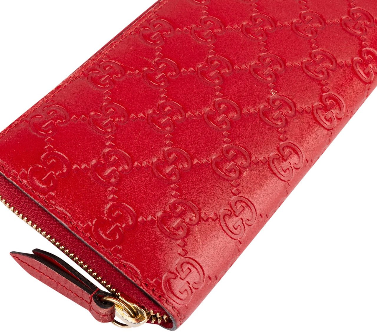 Gucci Gucci Red Guccissima Leather Zip Around Wallet Rood