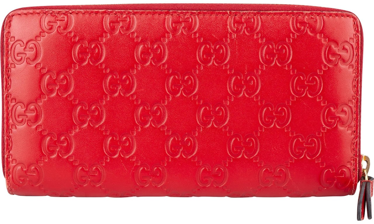 Gucci Gucci Red Guccissima Leather Zip Around Wallet Rood