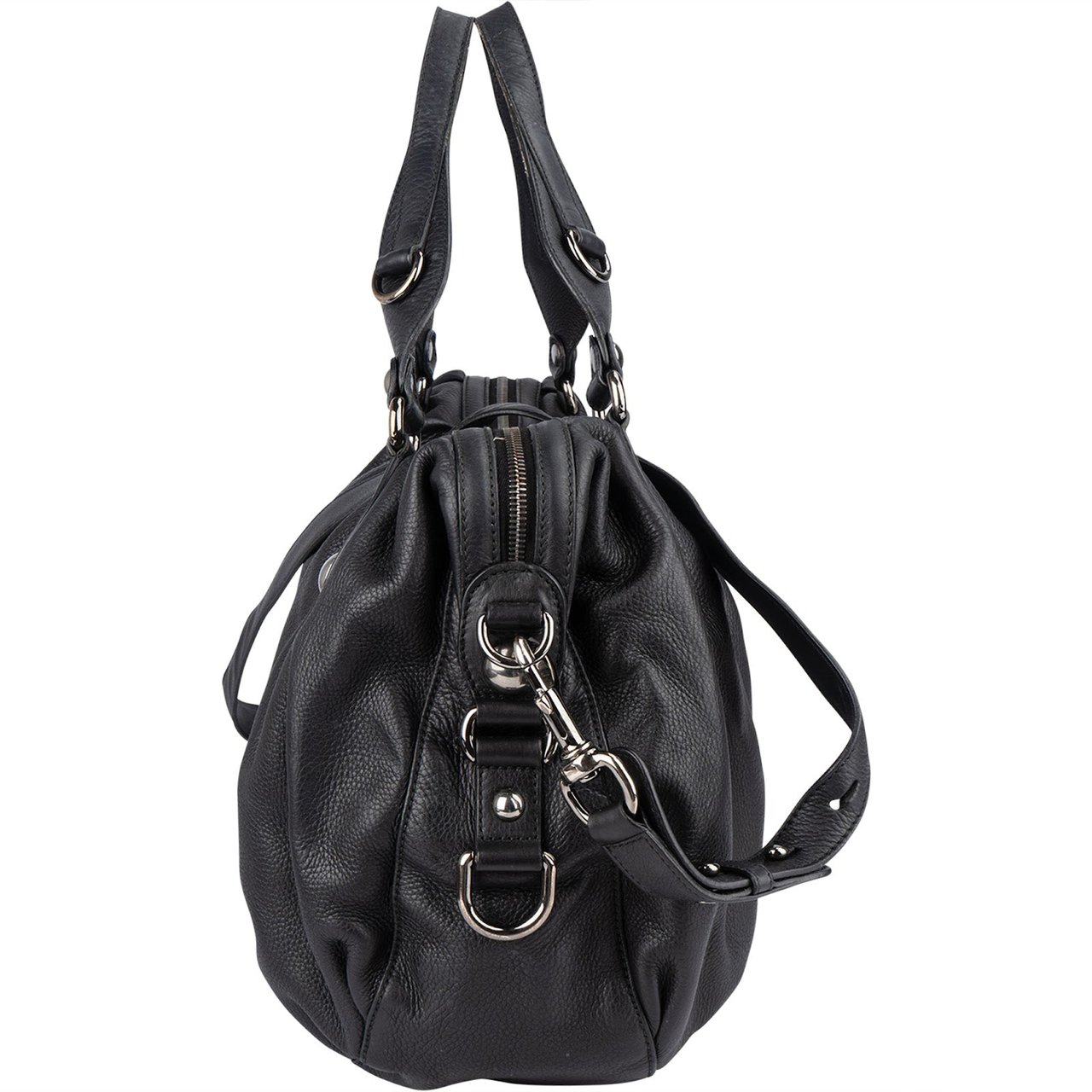 Gucci Gucci Black Leather Horsebit Handbag Zwart