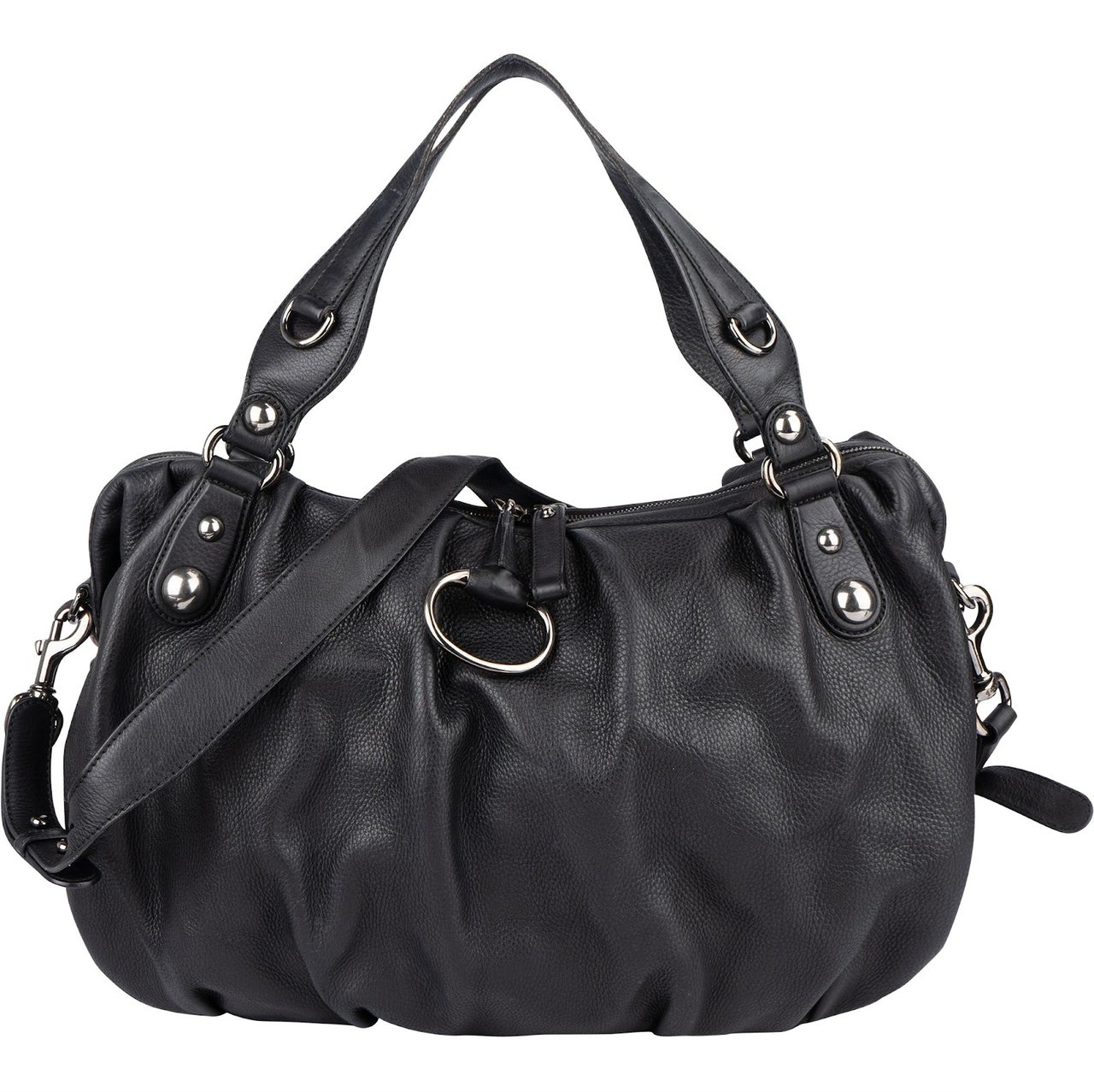 Gucci Gucci Black Leather Horsebit Handbag Zwart