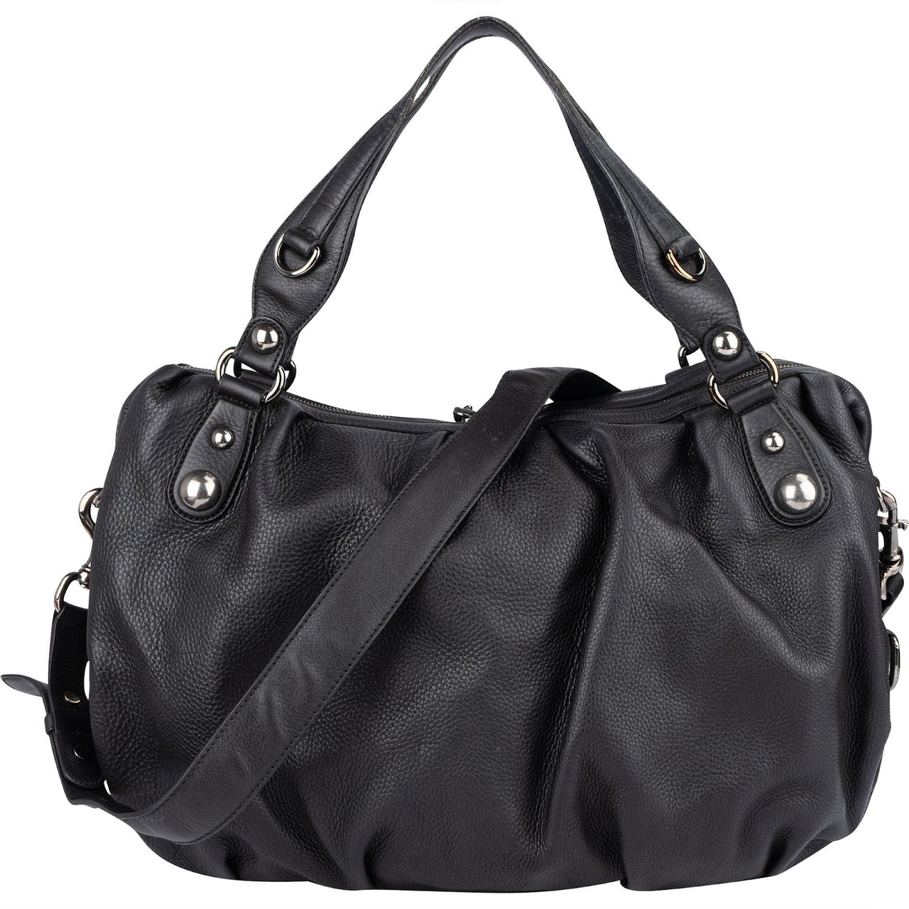 Gucci Gucci Black Leather Horsebit Handbag Zwart