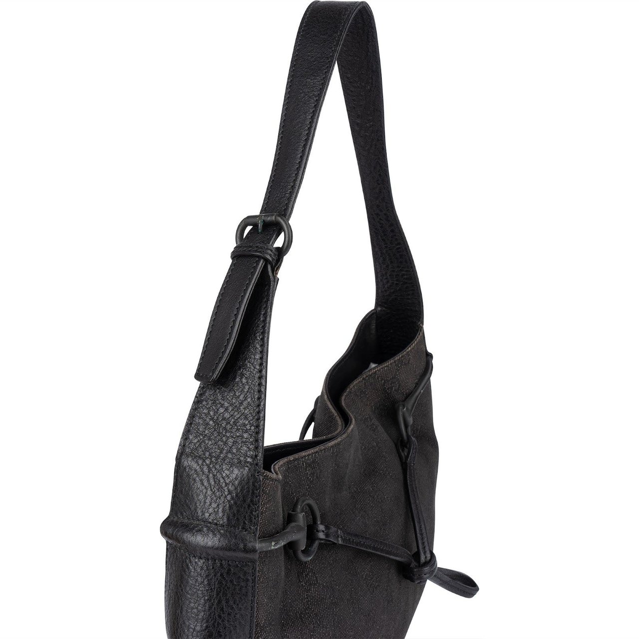 Gucci Gucci Monogram GG Horsebit Shoulder Bag Zwart