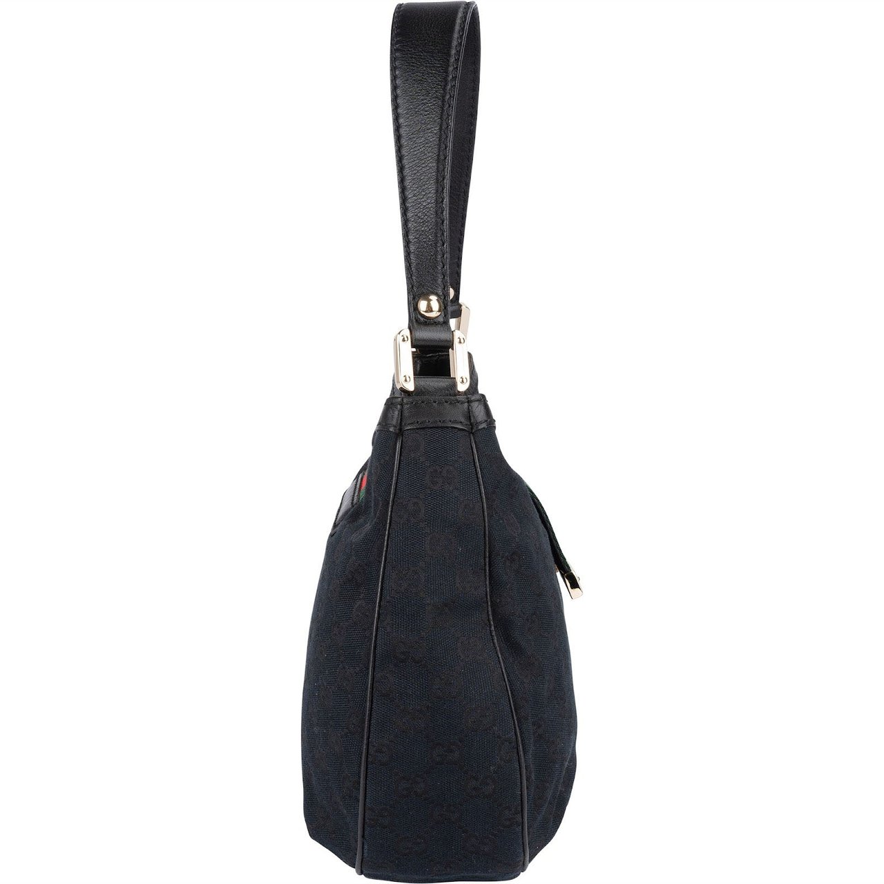 Gucci Gucci Monogram GG New Ladies Web Hobo Shoulder Bag Zwart