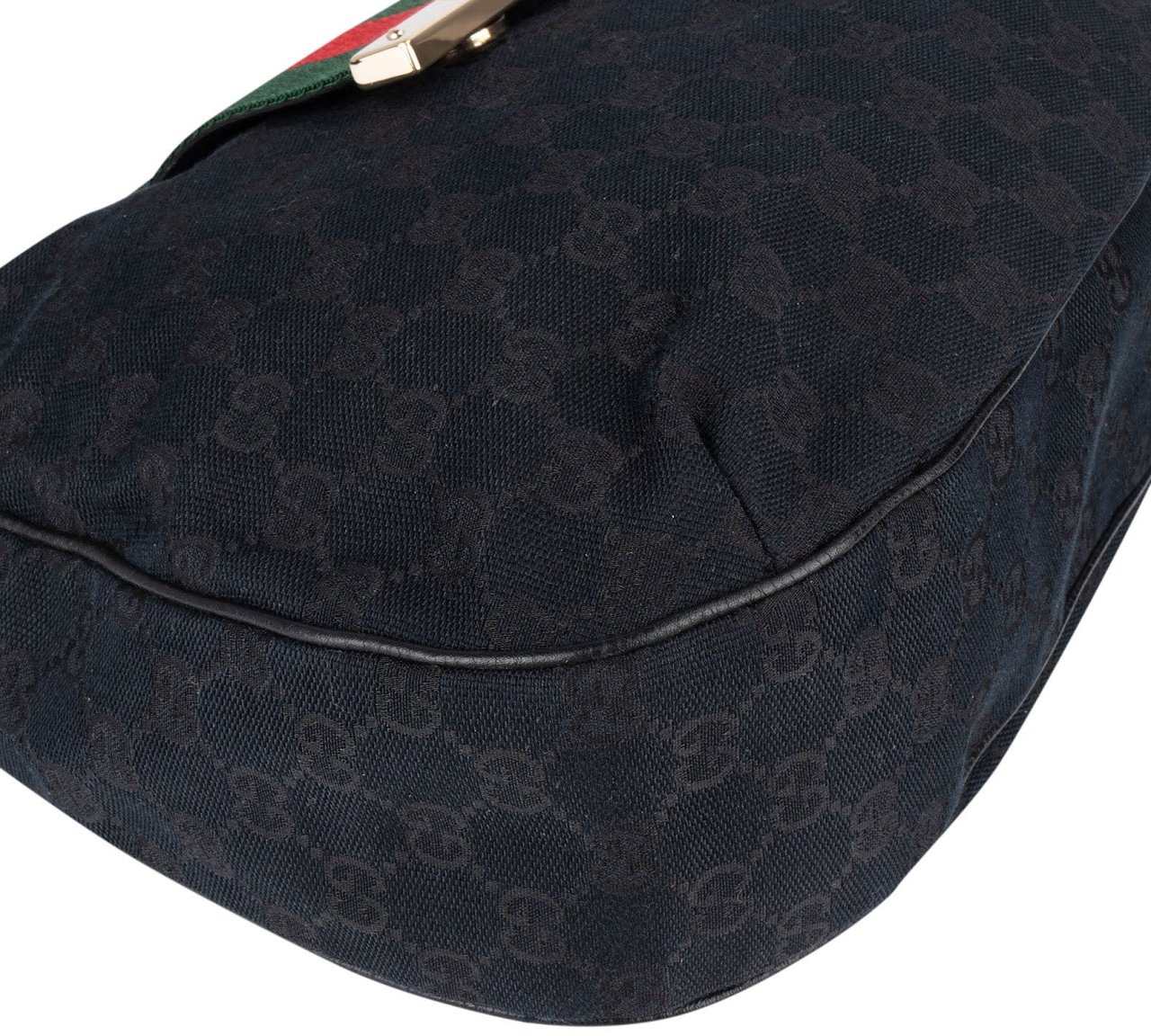 Gucci Gucci Monogram GG New Ladies Web Hobo Shoulder Bag Zwart