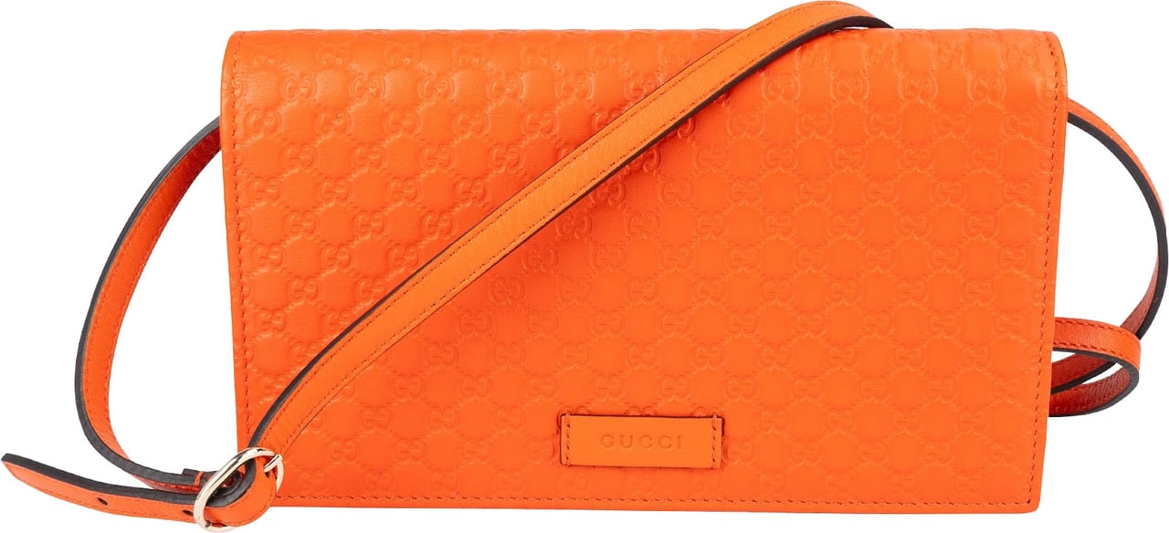Gucci Gucci Microguccissima Orange Wallet on a Chain Crossbody Bag Oranje