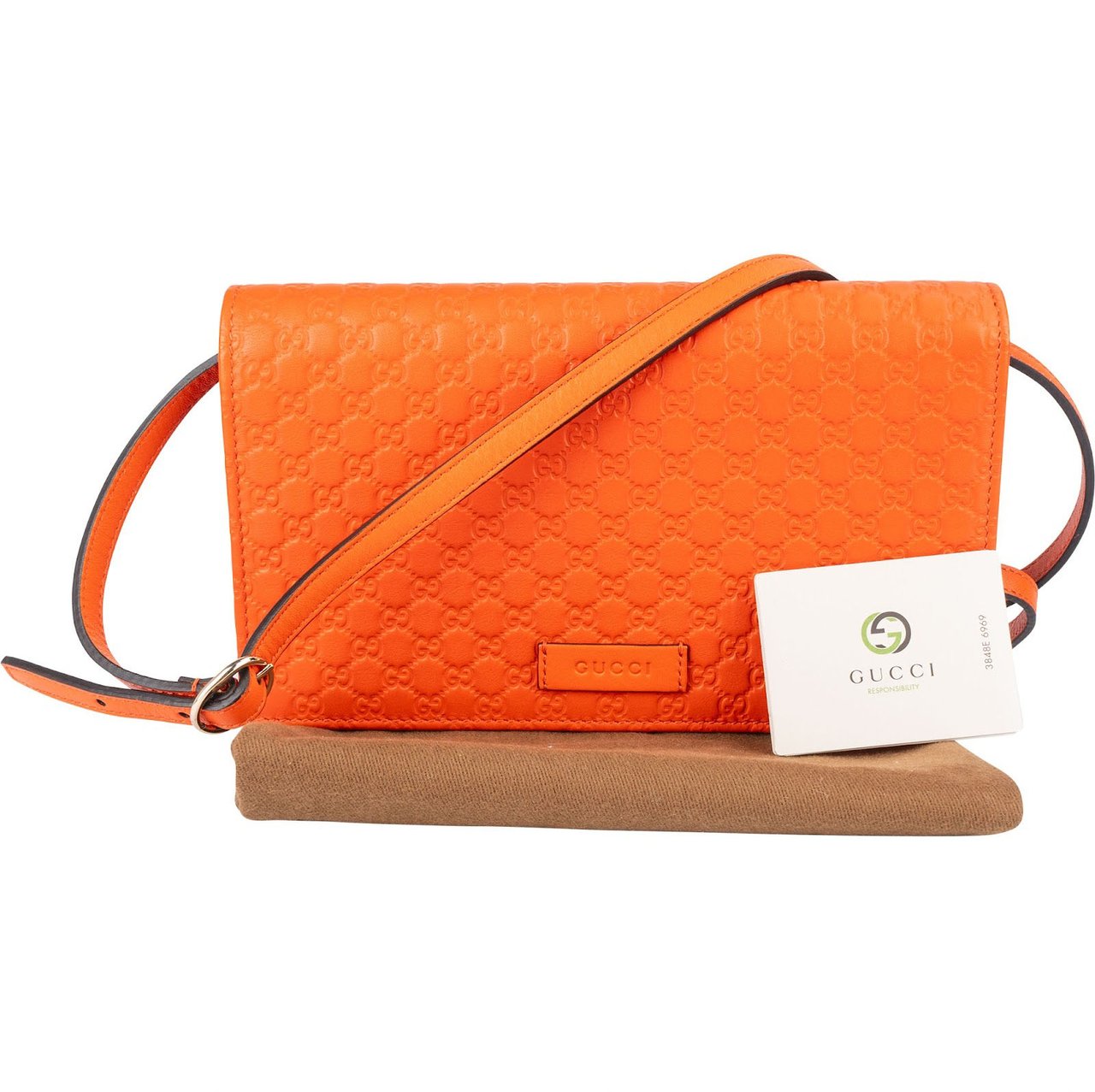 Gucci Gucci Microguccissima Orange Wallet on a Chain Crossbody Bag Oranje
