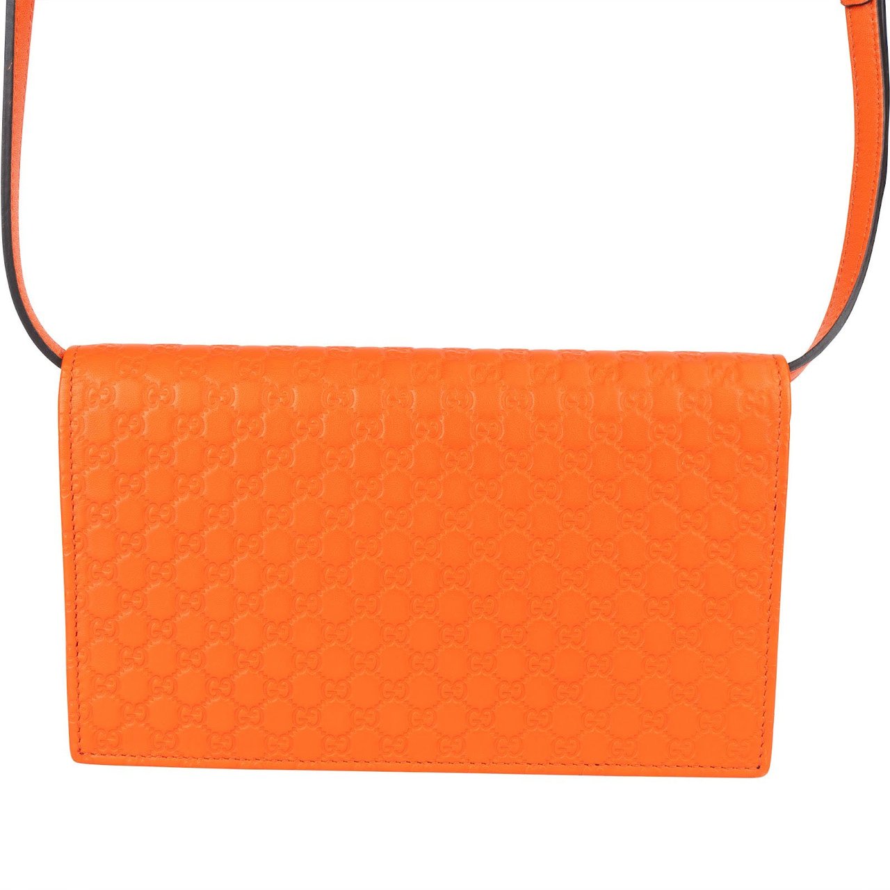 Gucci Gucci Microguccissima Orange Wallet on a Chain Crossbody Bag Oranje