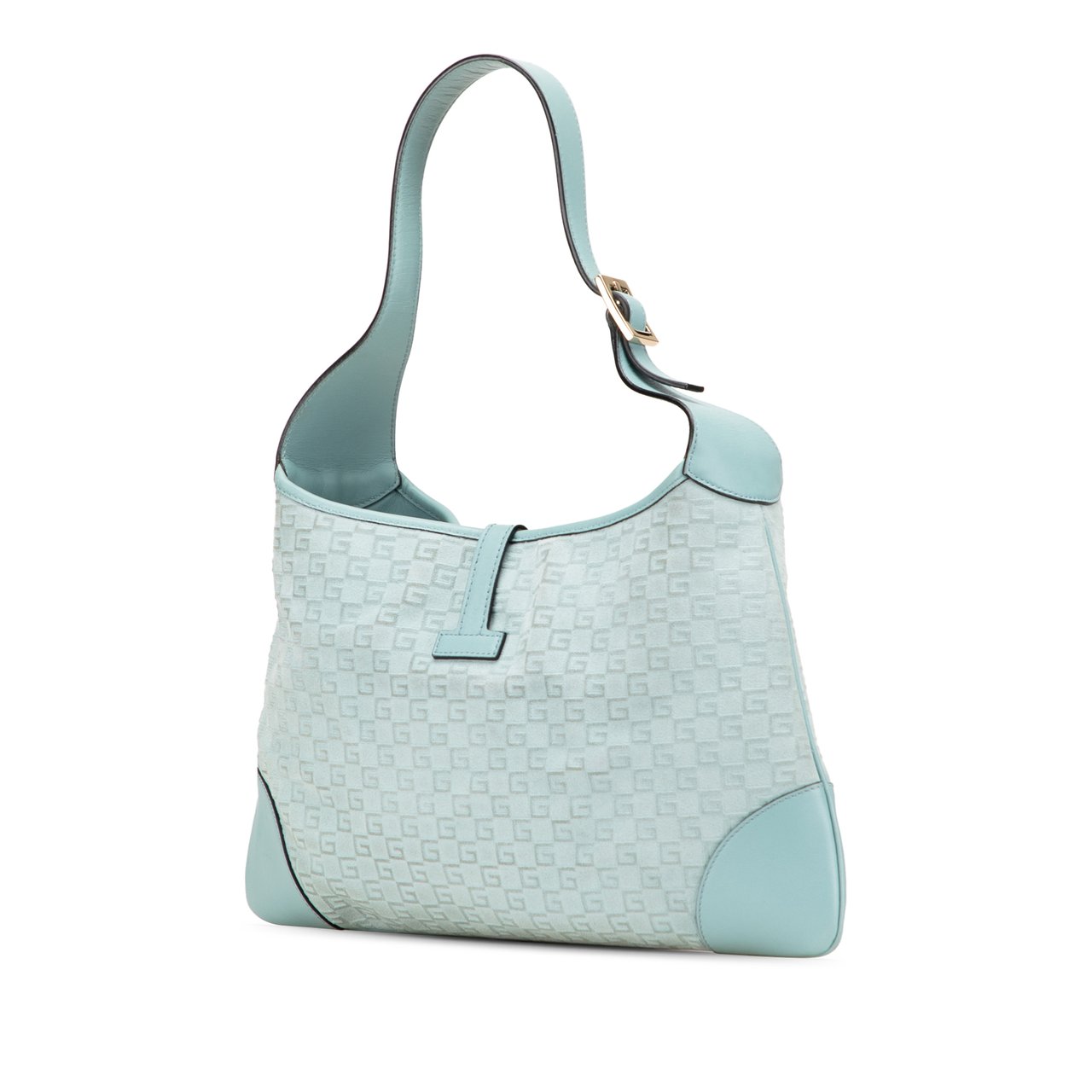 Gucci Square G Suede Jackie Hobo Blauw