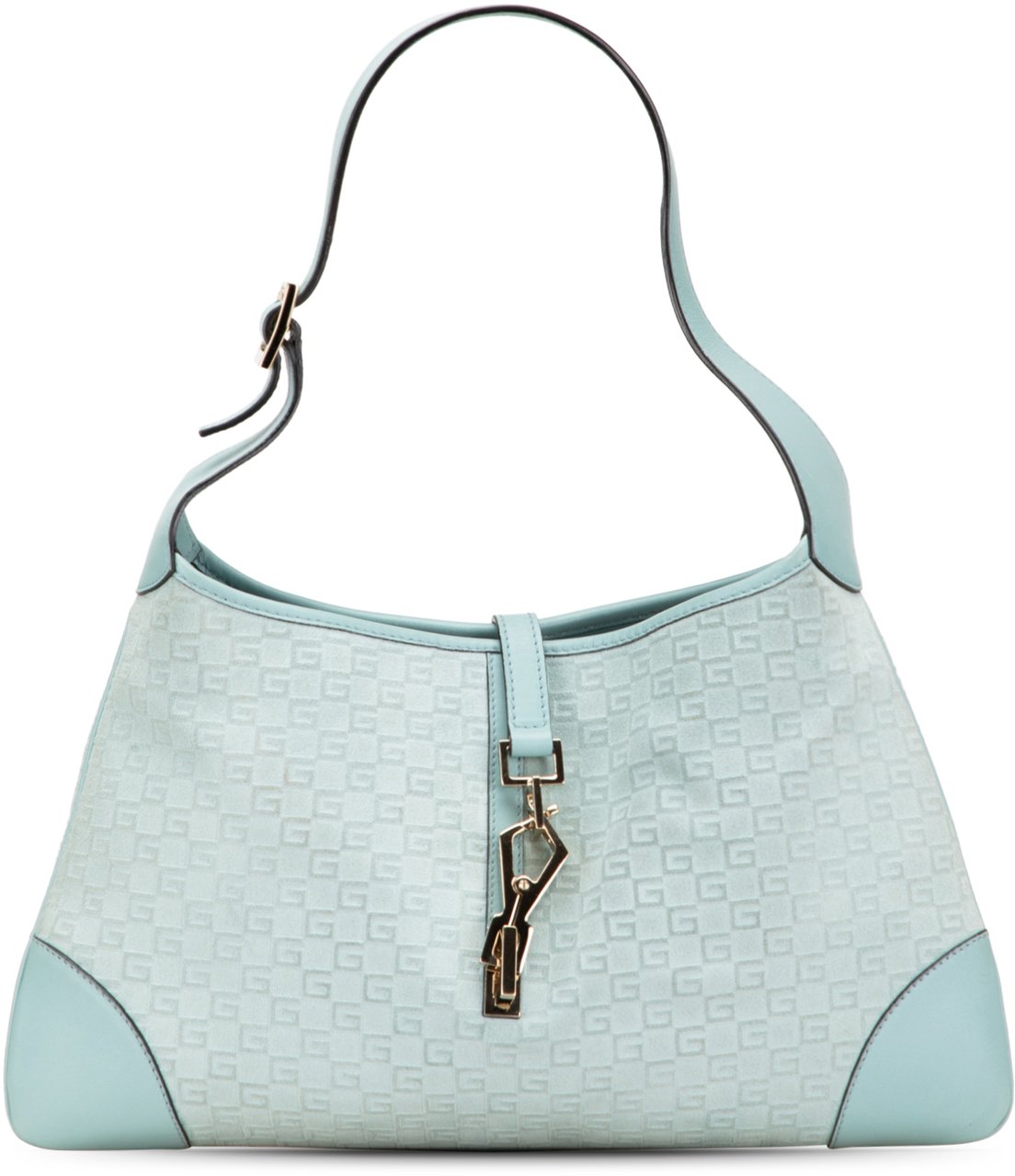 Gucci Square G Suede Jackie Hobo Blauw