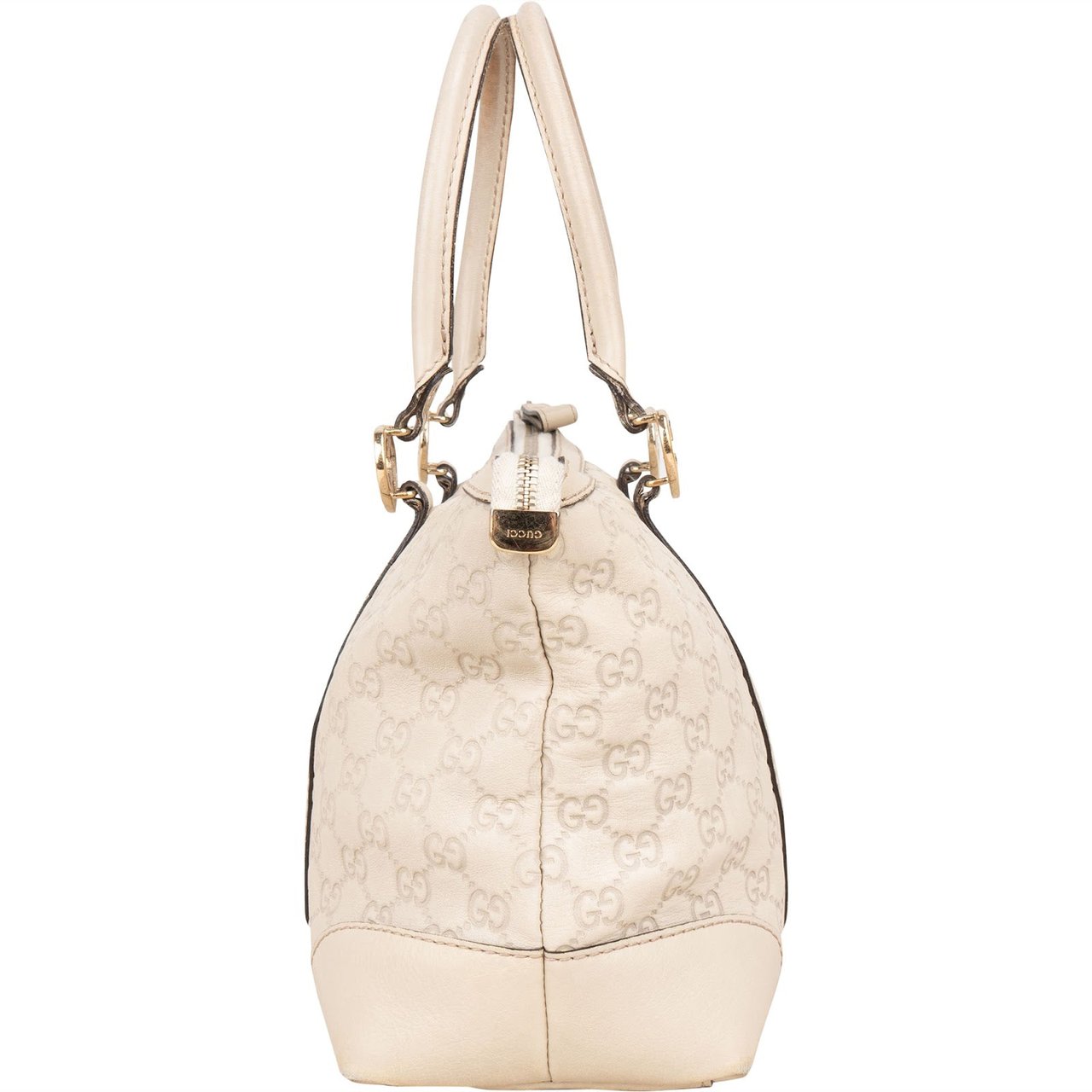 Gucci GG White Leather Guccissima Twin Heart Handbag Divers