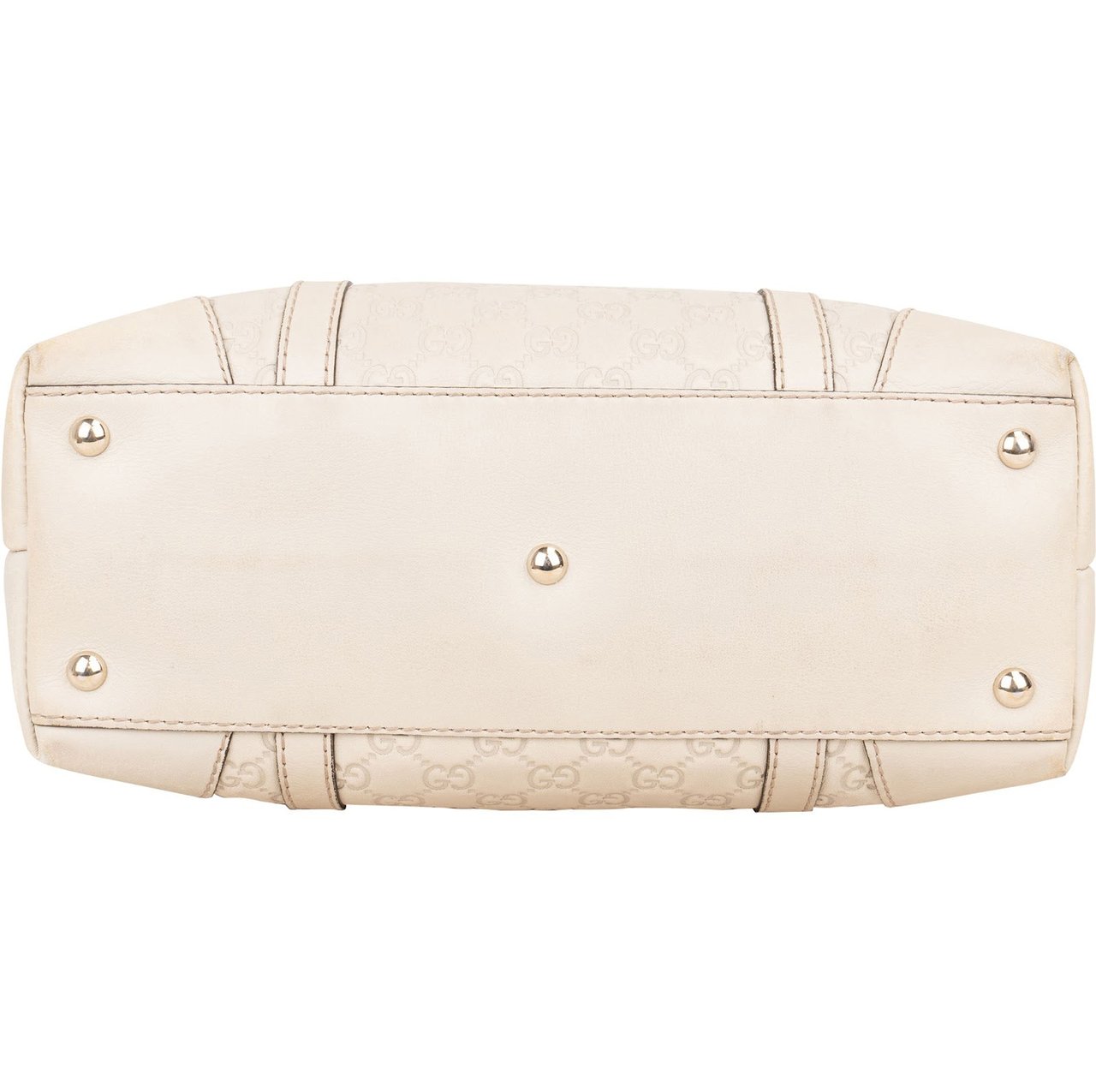 Gucci Gucci GG White Leather Guccissima Twin Heart Handbag Beige