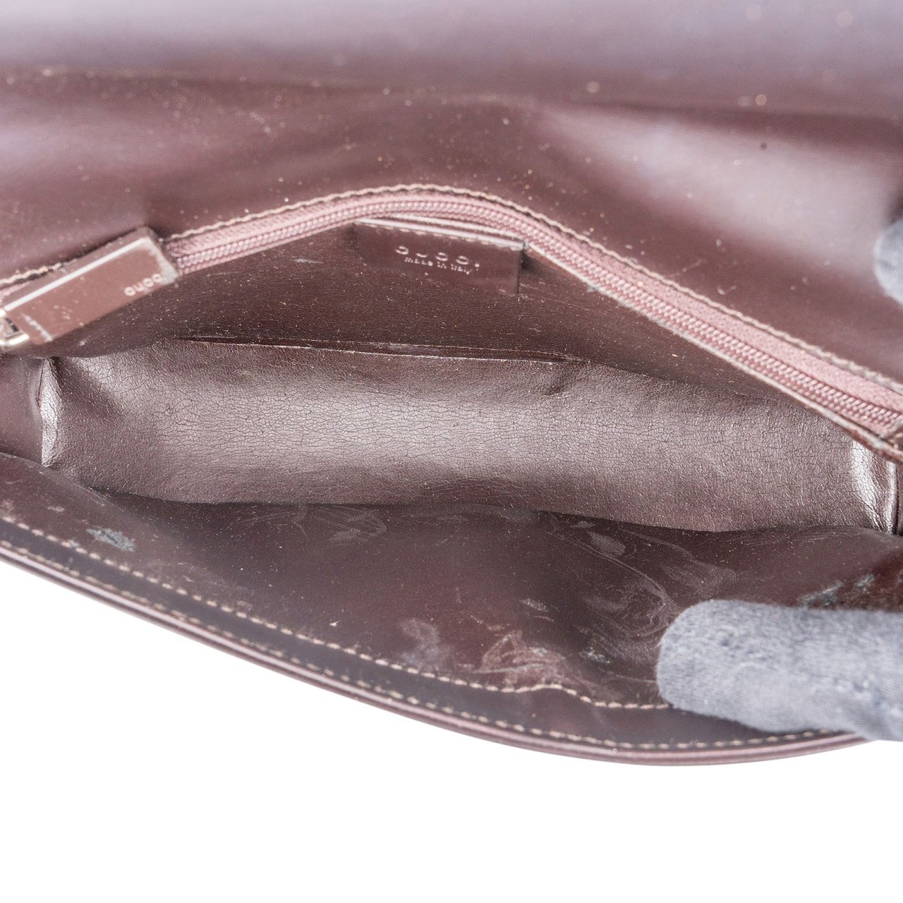 Gucci Gucci Patent Leather GG Shoulder Flap Bag Bruin