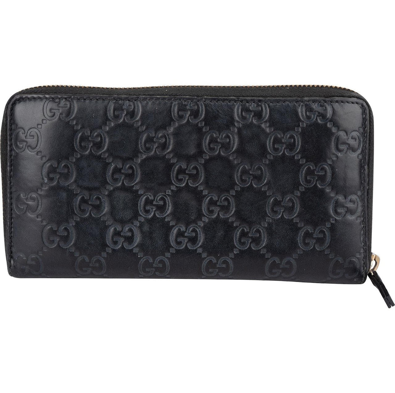 Gucci Guccissima Leather Bow Zip Around Wallet Zwart