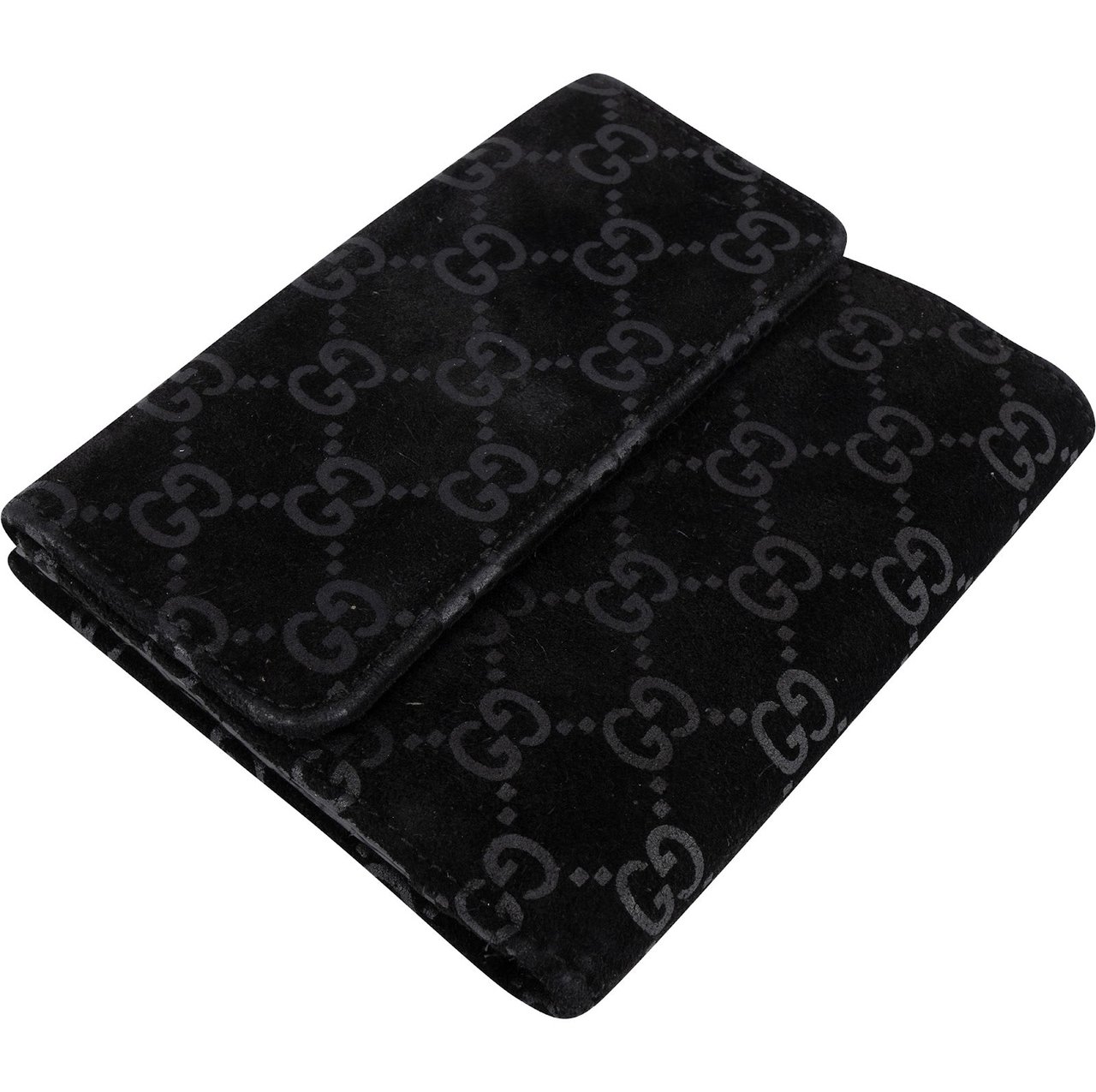 Gucci Suede GG Monogram Bifold Wallet Zwart