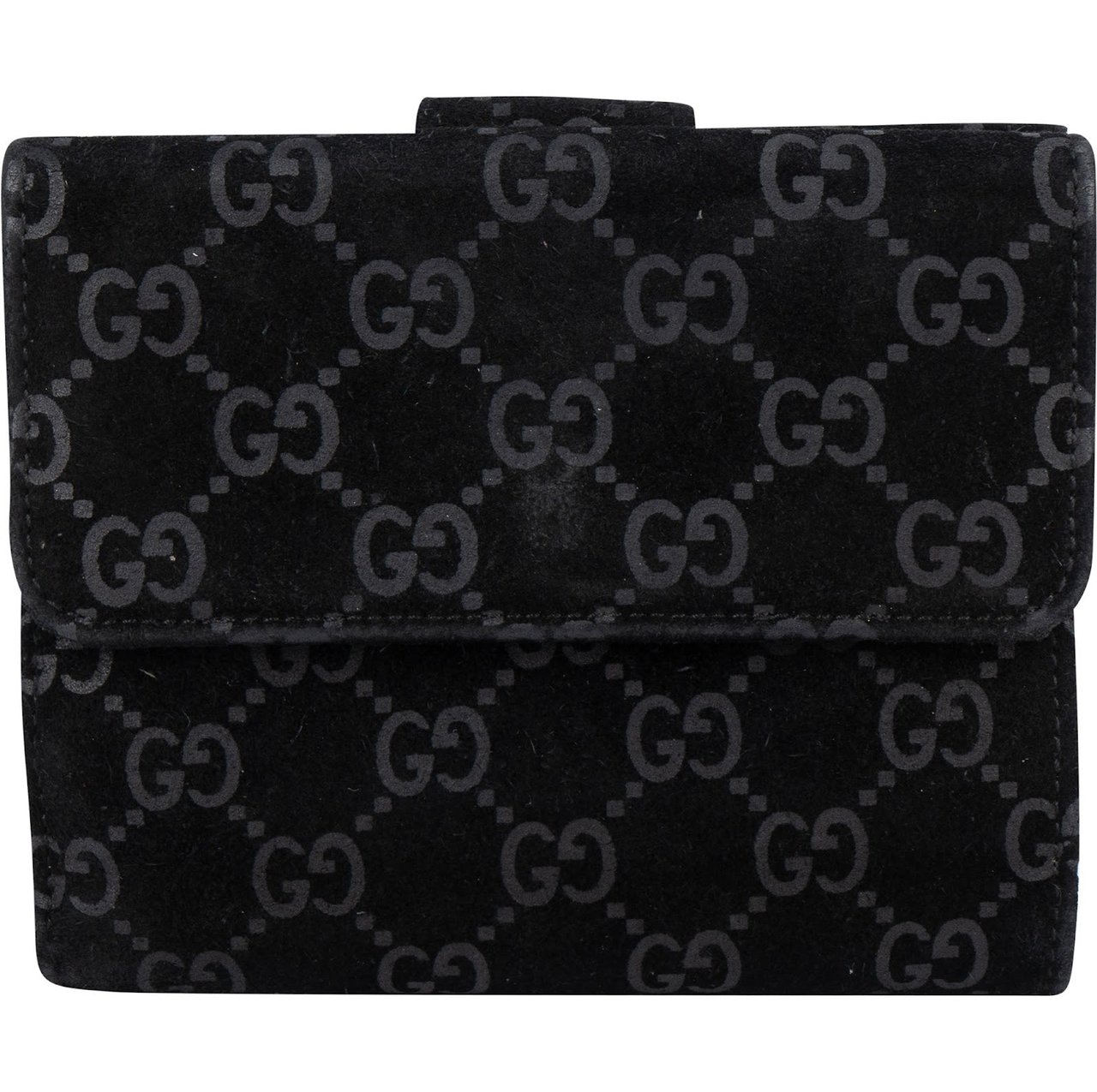 Gucci Suede GG Monogram Bifold Wallet Zwart