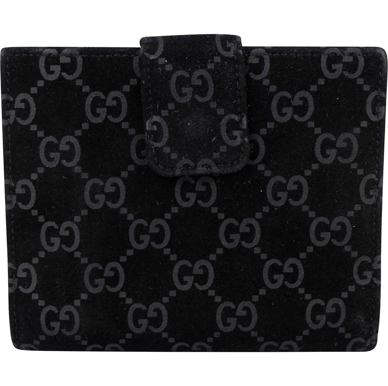 Gucci Gucci Suede GG Monogram Bifold Wallet Zwart