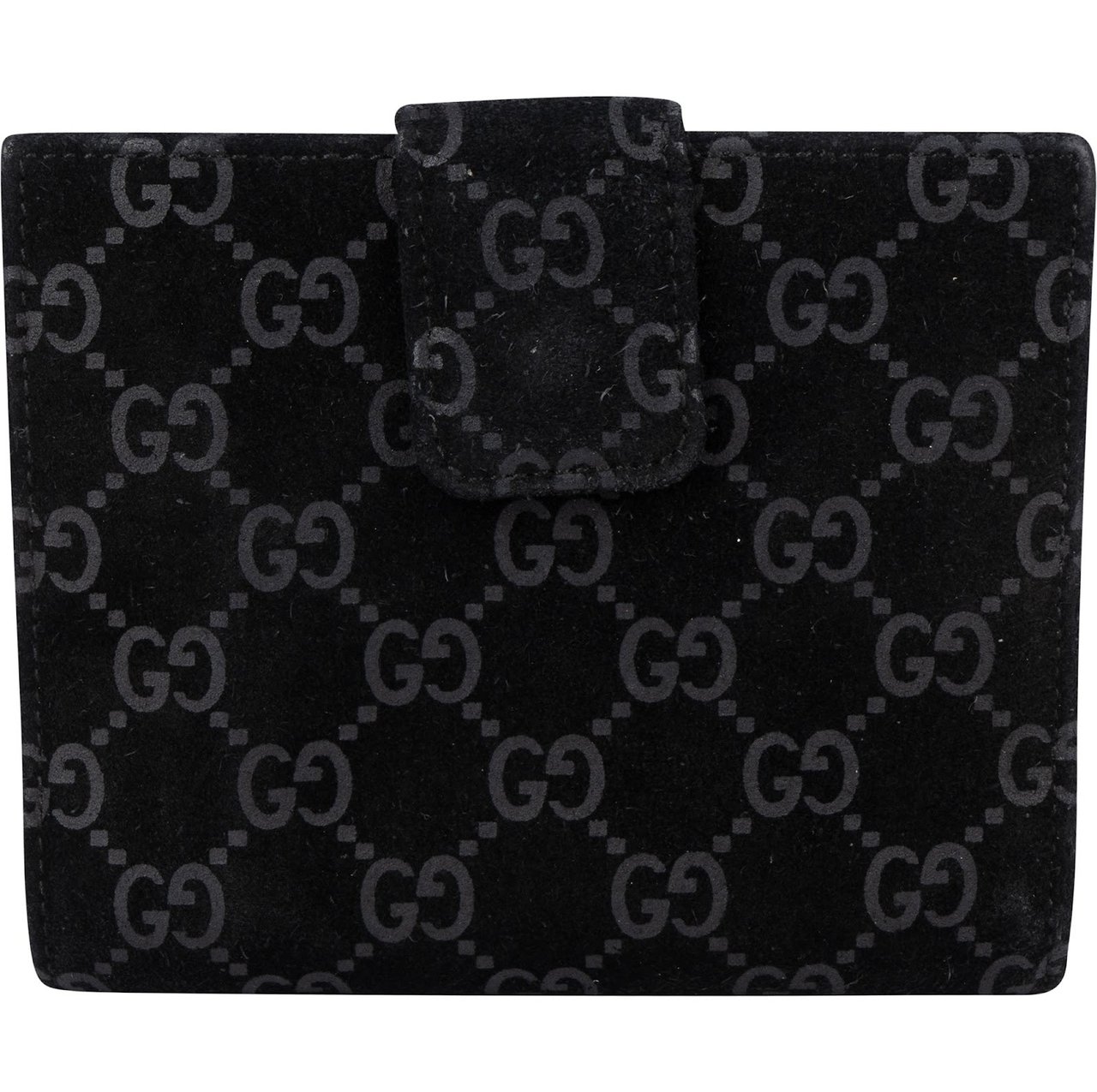 Gucci Suede GG Monogram Bifold Wallet Zwart