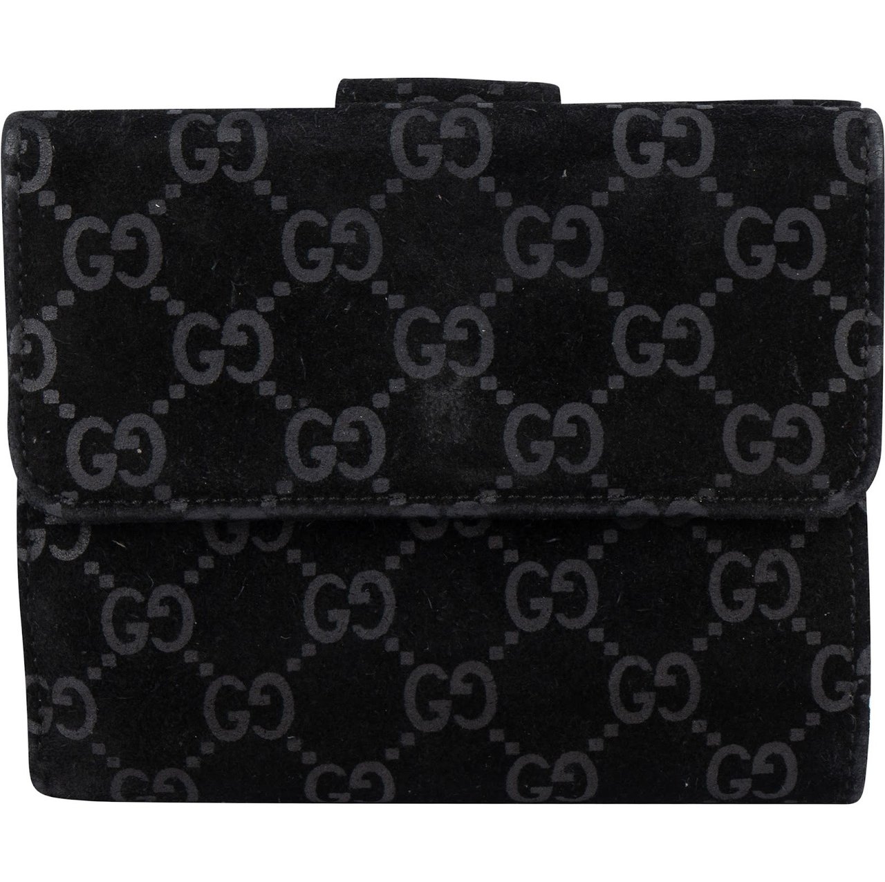 Gucci Gucci Suede GG Monogram Bifold Wallet Zwart